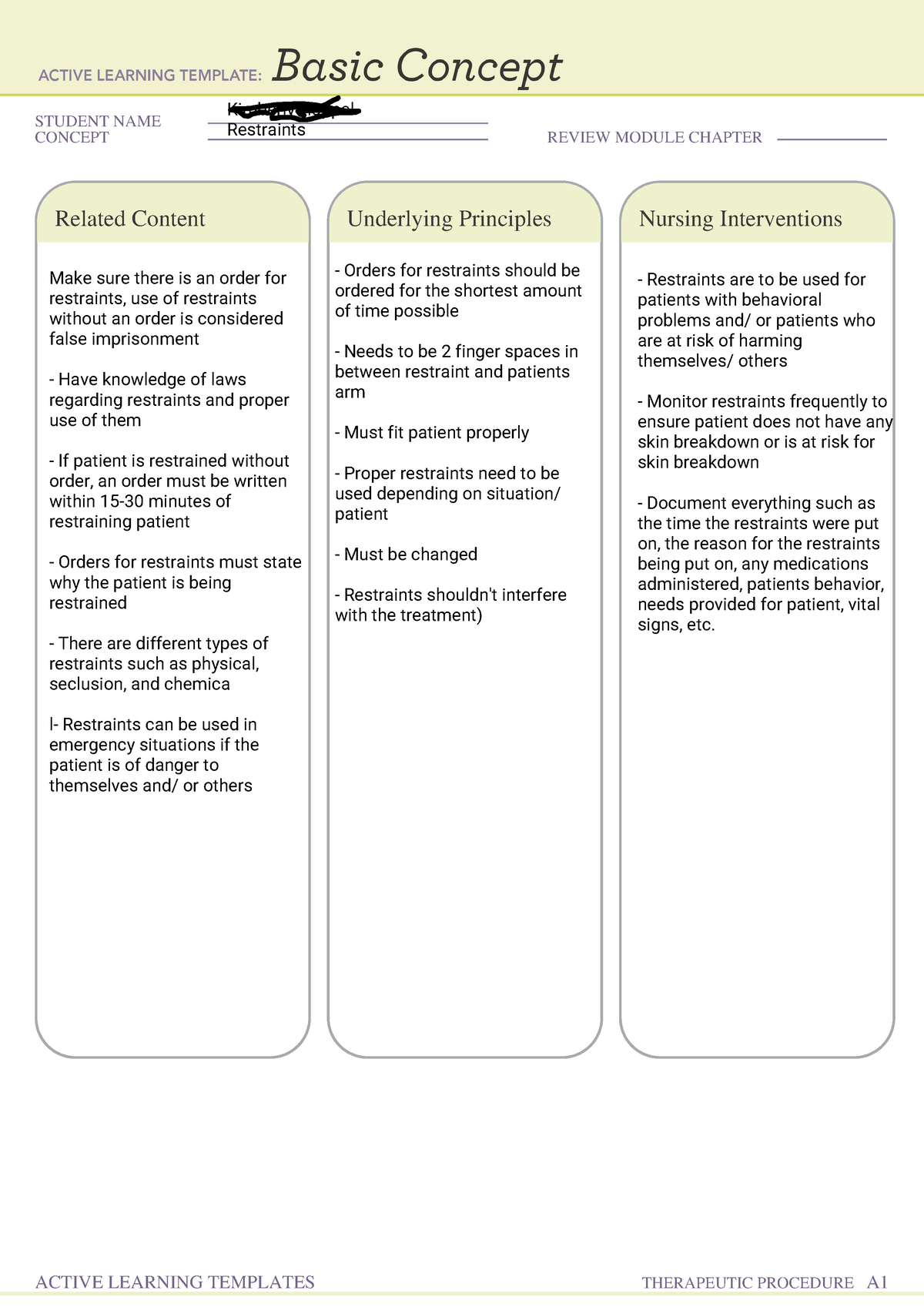 Applying Restraints - ati - STUDENT NAME CONCEPT REVIEW MODULE CHAPTER ...