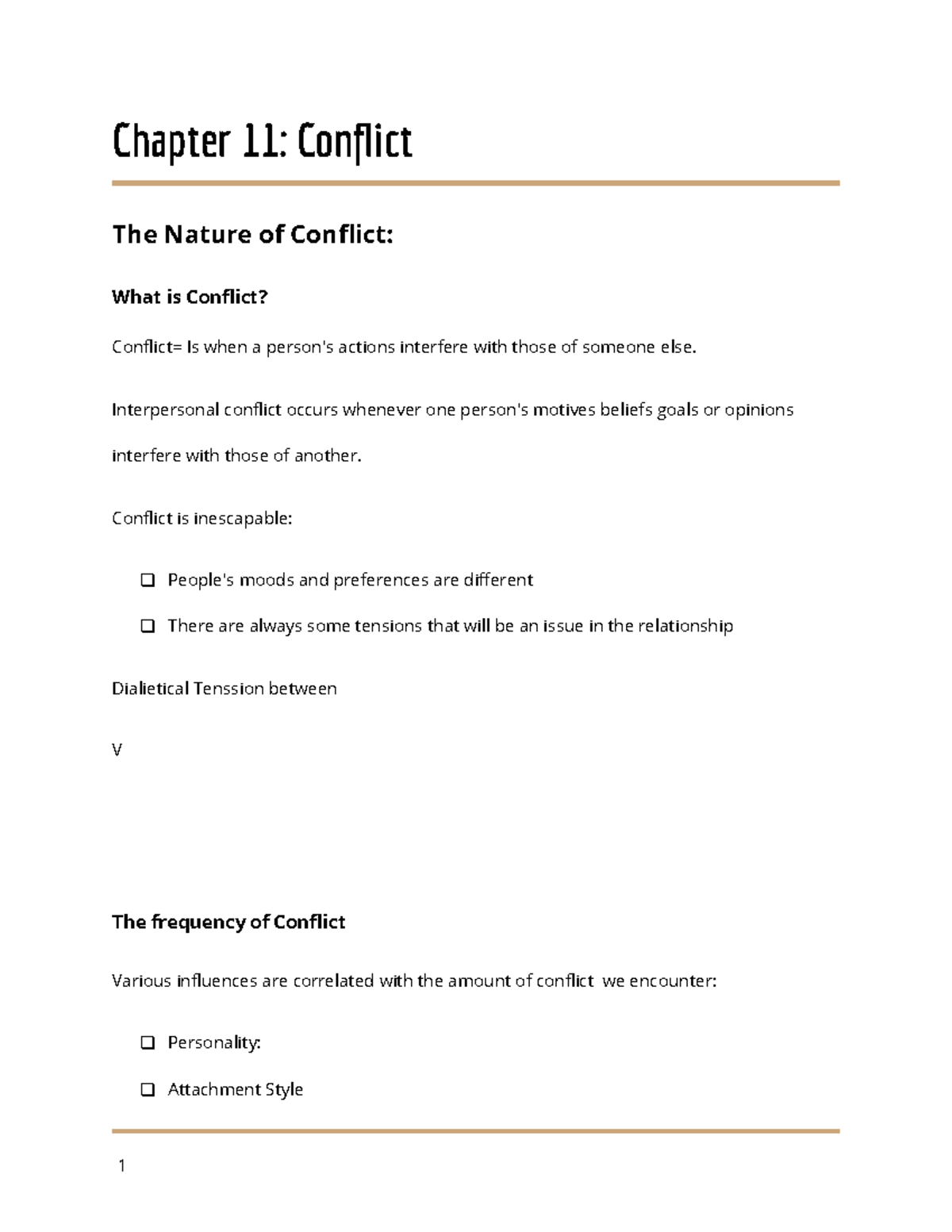 Ch. 11 Notes - Based On The Book - Chapter 11: Conflict The Nature Of ...