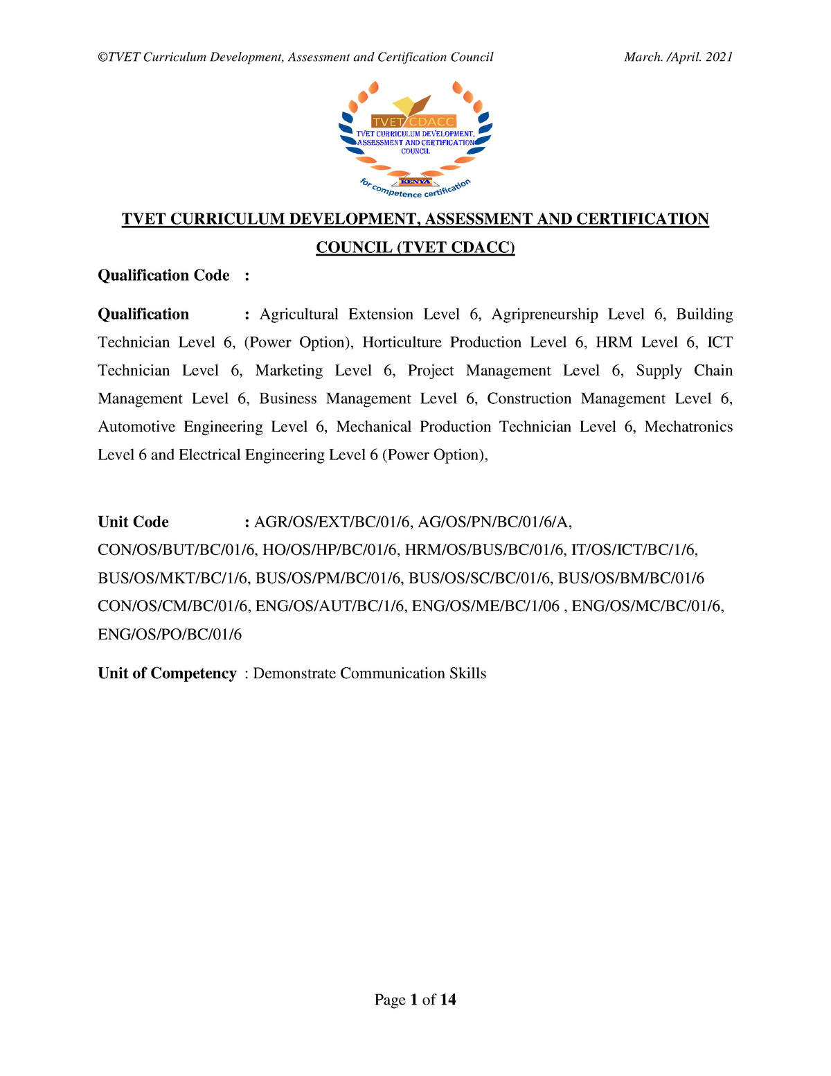 Candidate Written S6 B - TVET CURRICULUM DEVELOPMENT, ASSESSMENT AND ...