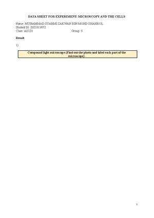 DATA Sheet Experiment 2 AND 3 - DATA SHEET EXPERIMENT 2: APPENDIX II ...