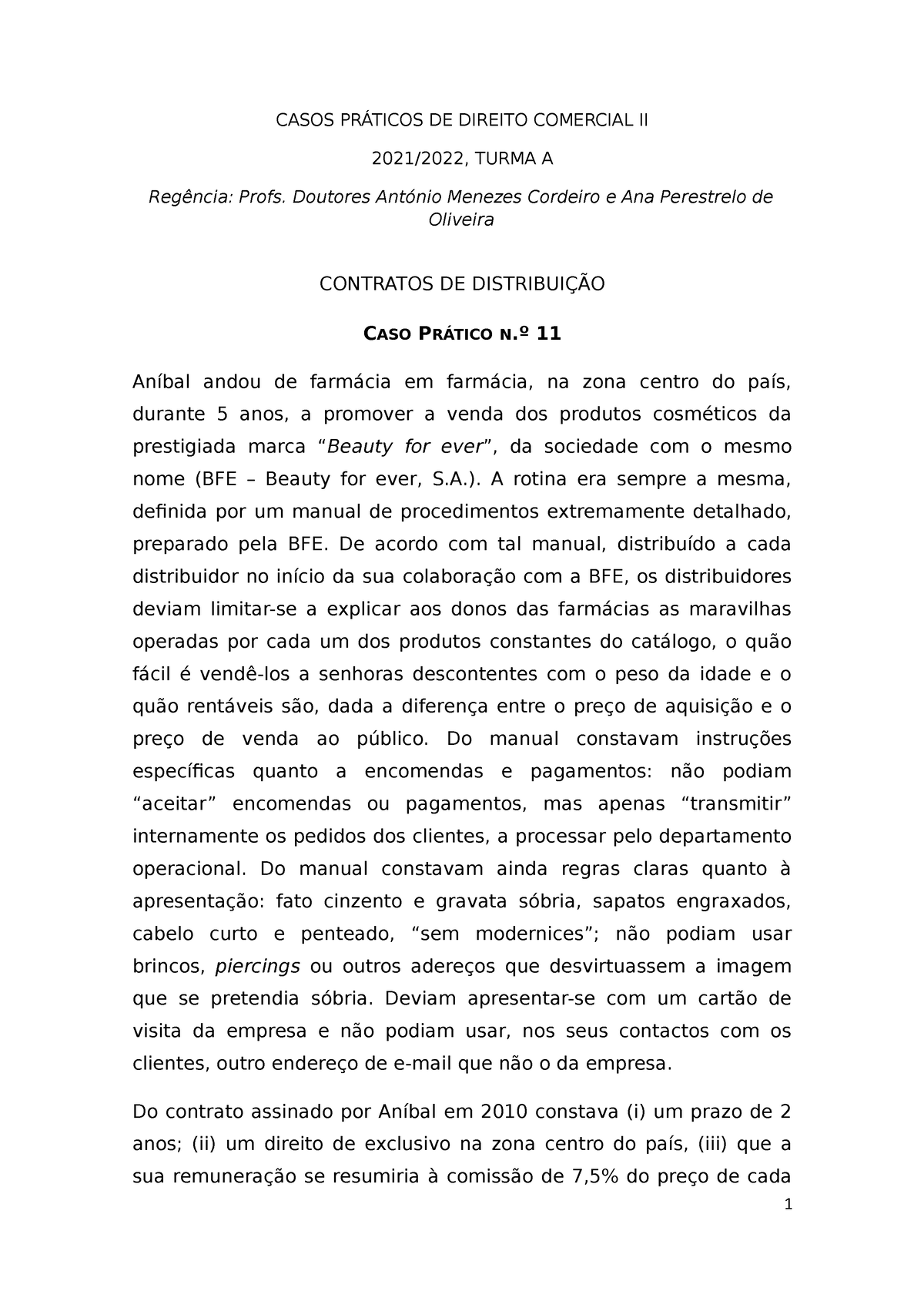 Casos Direito Comercial Ii 11 Contratos Distribuição Casos PrÁticos De Direito Comercial Ii 0748