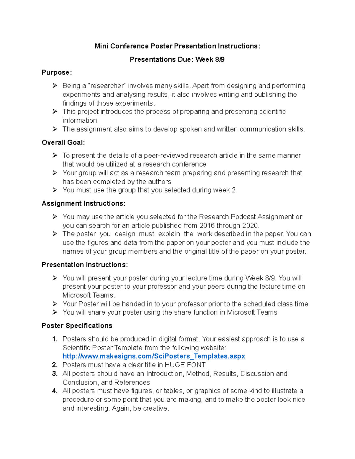 Mini-Conference Poster Presentation Instructions - Mini Conference ...