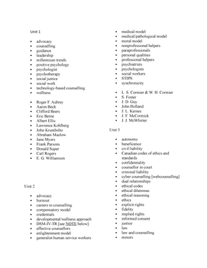 Unit 6 Testing, Assessment, and Diagnosis in Counselling - Unit 6 ...