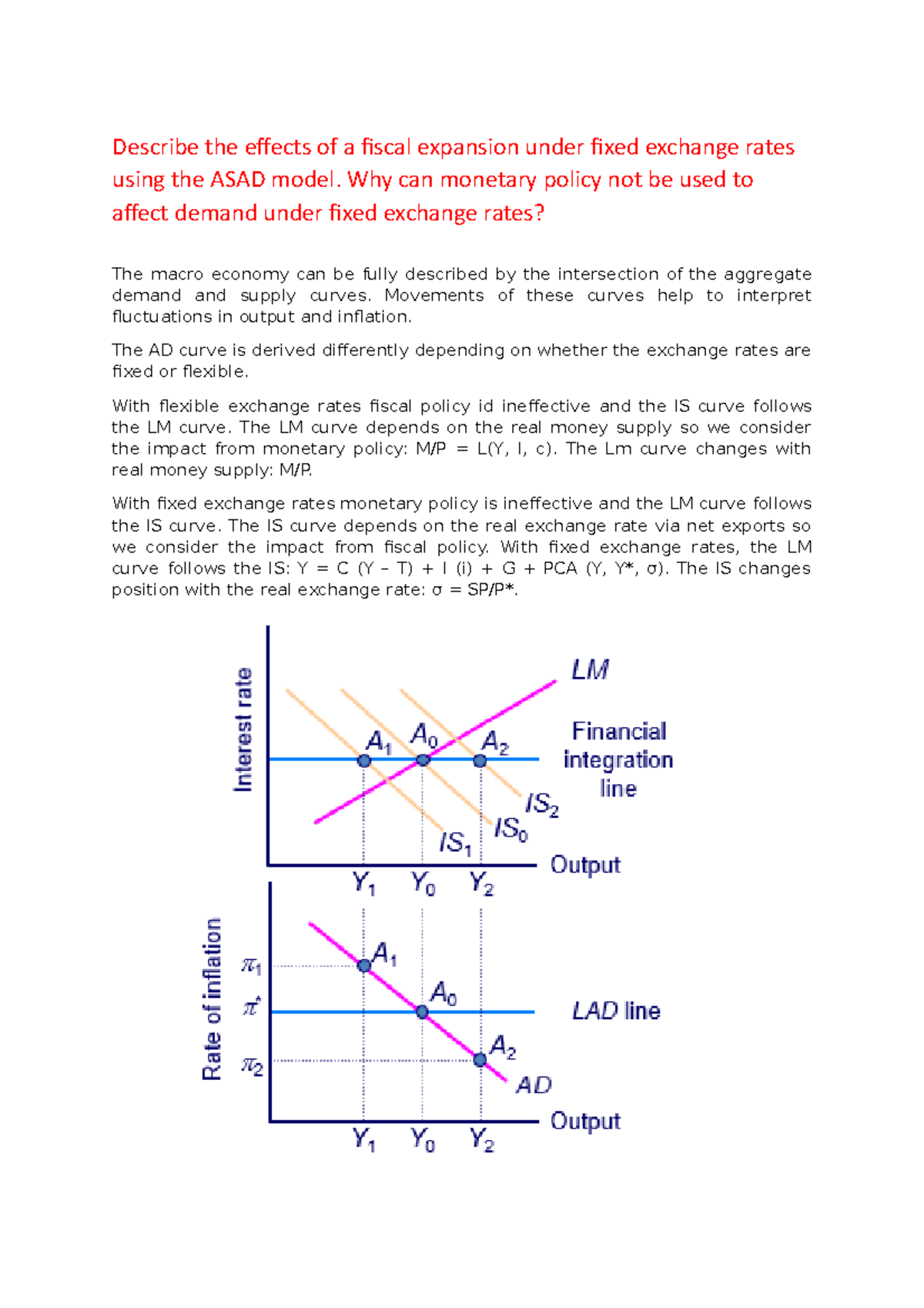 Exam essay 9 - Describe the effects of a fiscal expansion under fixed ...