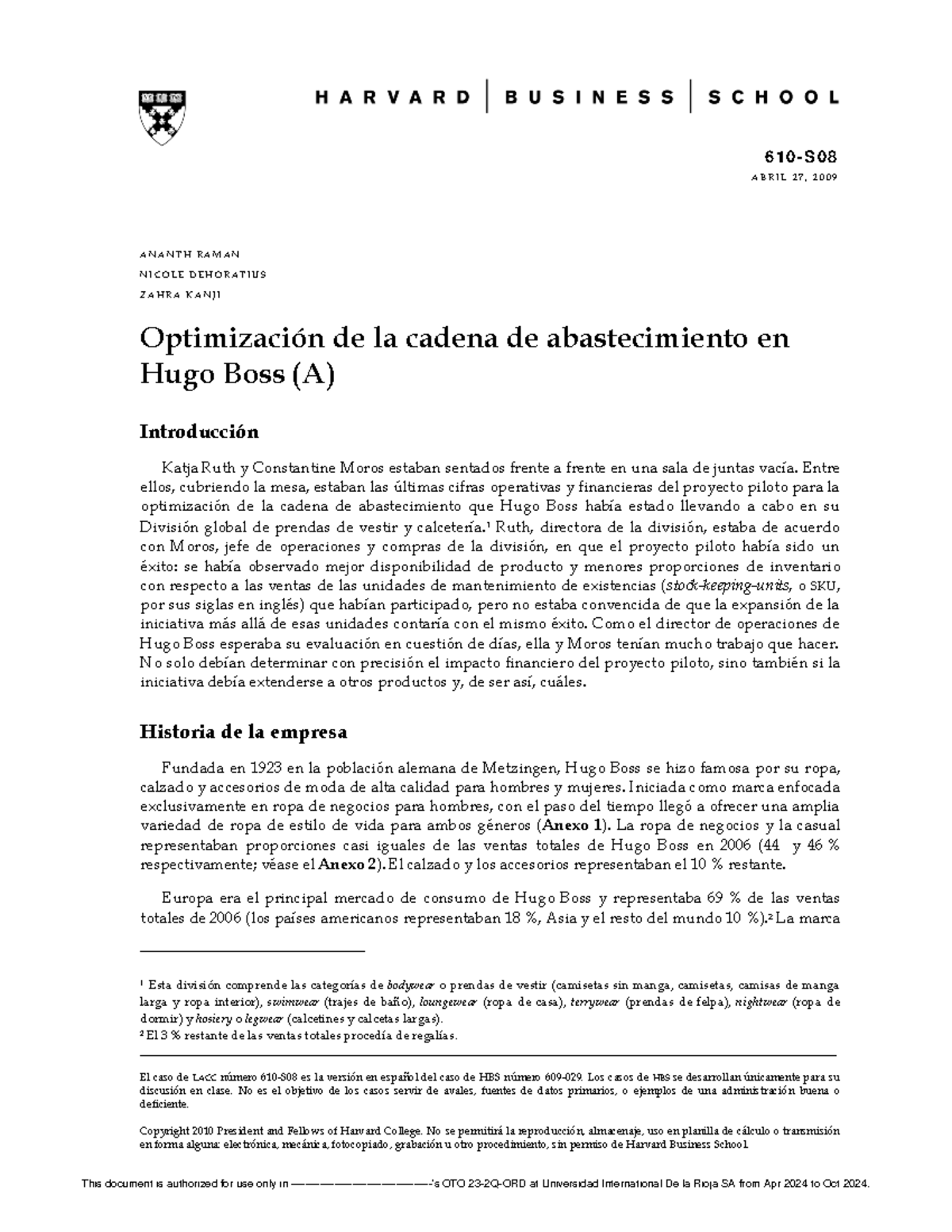Caso Hugo Boss - Optimización de la cadena de abastecimiento en Hugo ...