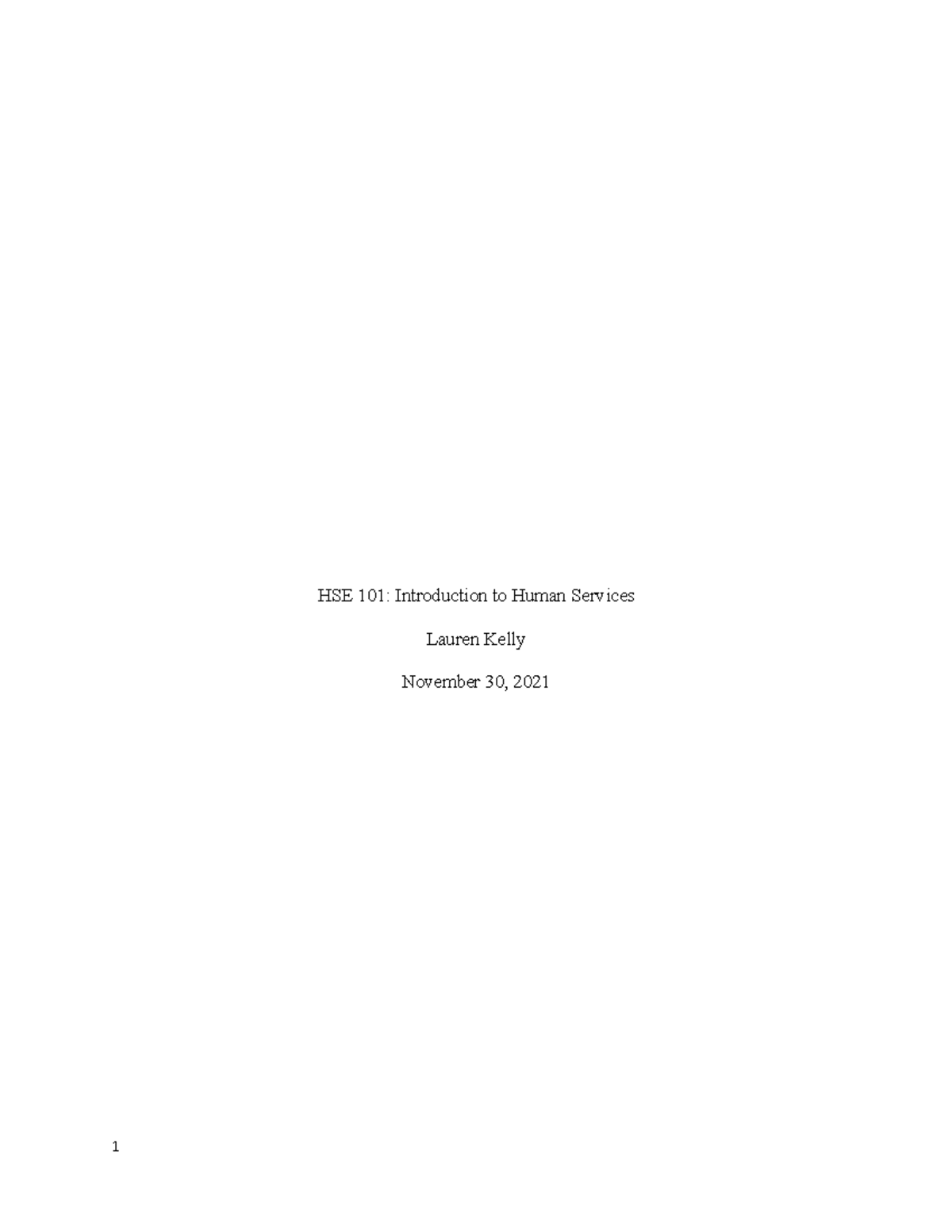 Four Oaks Paper HSE 101 Introduction to Human Services Lauren Kelly November 30, 2021 After