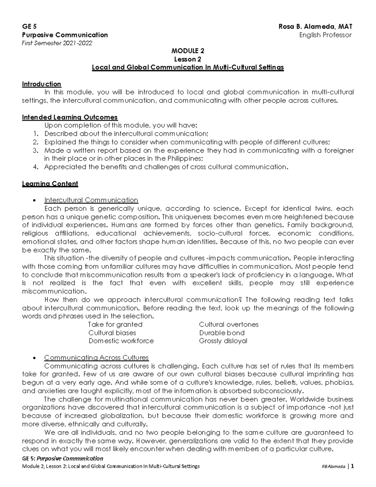 Module 2 Lesson 2 R - I HOPE IT CAN HELP. - GE 5: Purposive ...