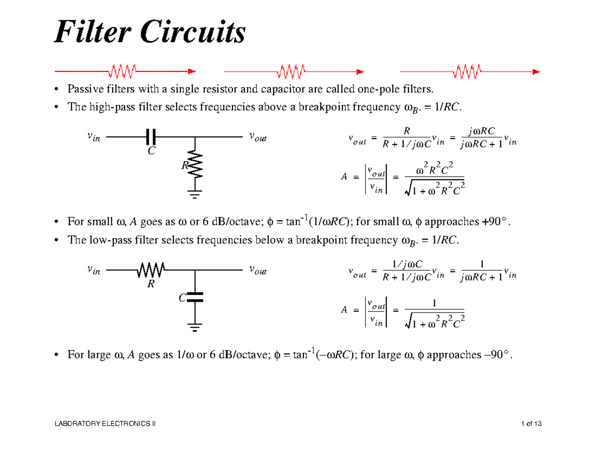 Filters the principle of how it works. Filter Circuits Passive