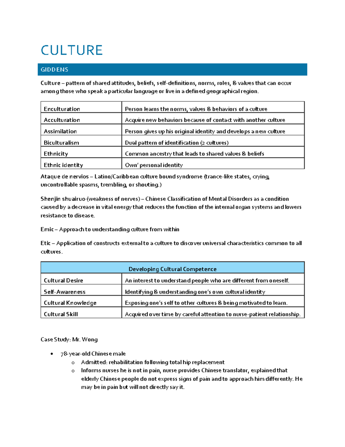 Test 2 Complete Study Guide CULTURE GIDDENS Culture pattern of