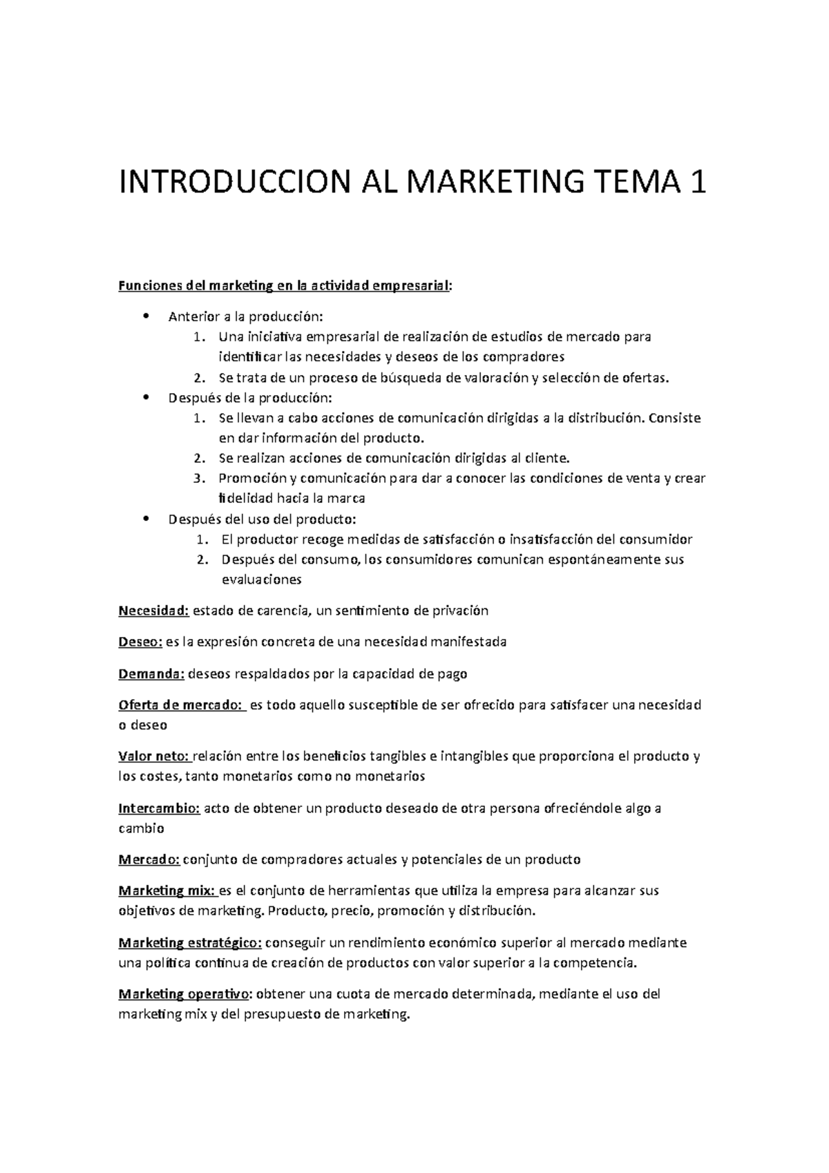 Introduccion AL Marketing temas 1-5 - INTRODUCCION AL MARKETING TEMA 1 ...