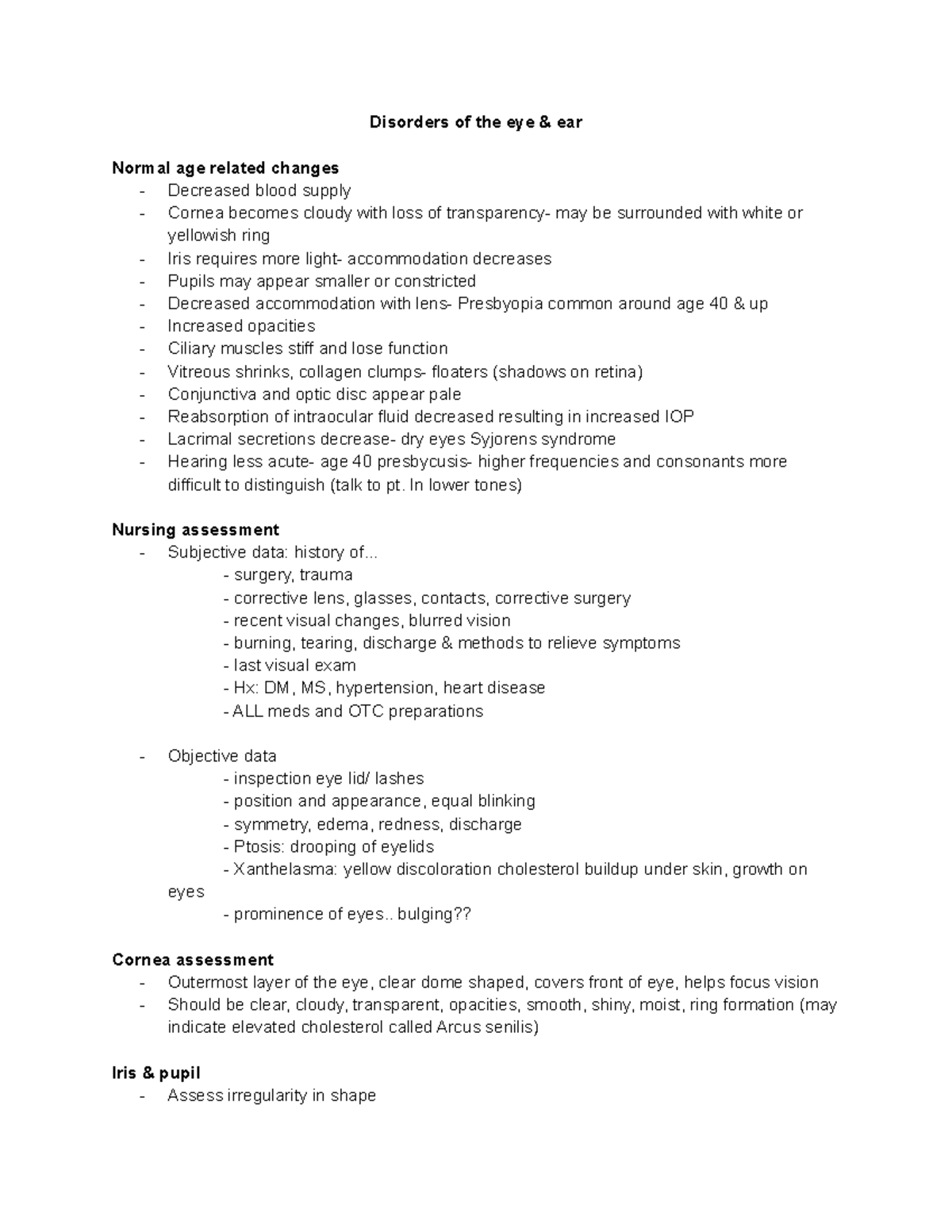 EYE AND EAR Summary of eye and ear lecture. Important information