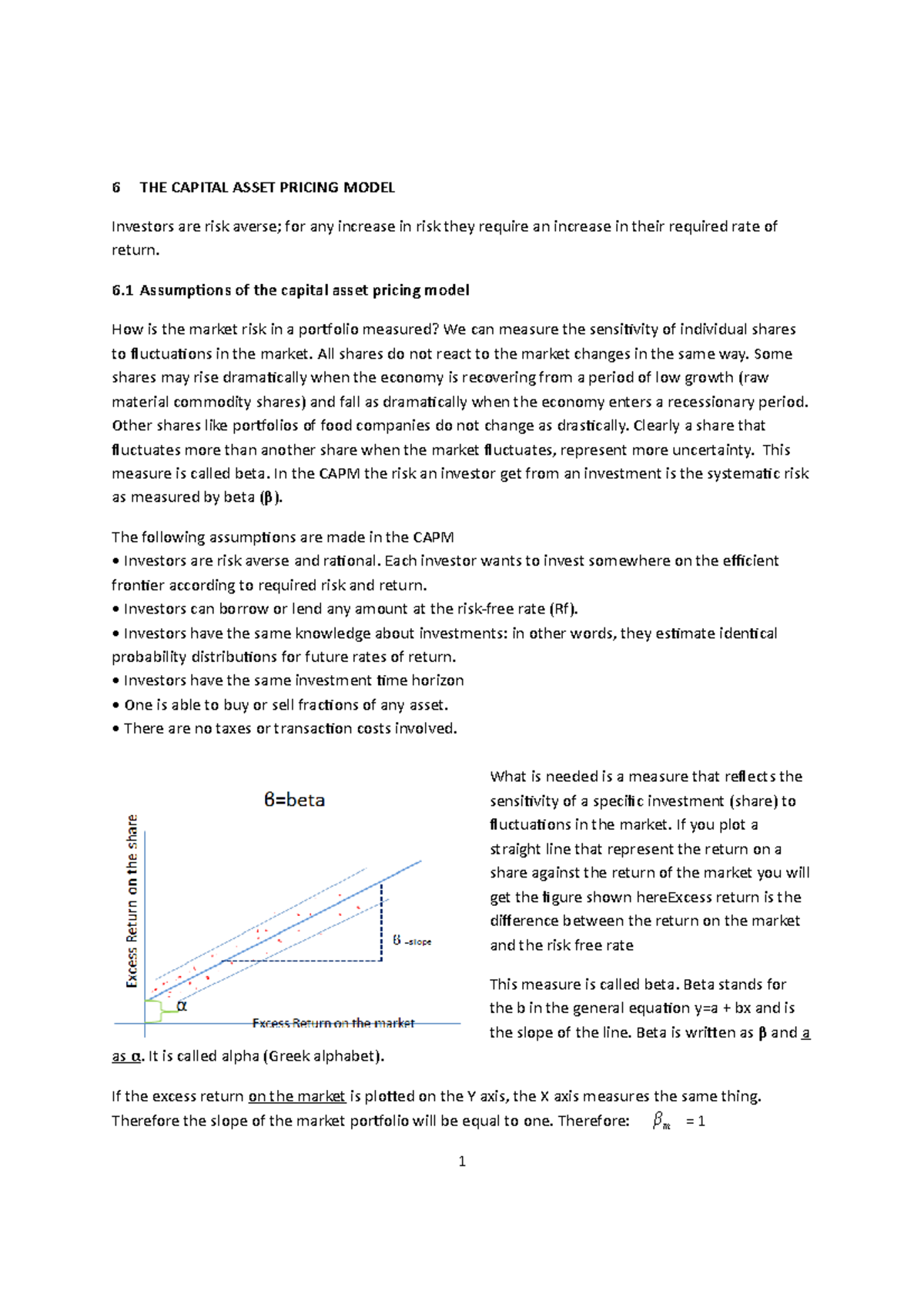 Topic 8 THE Capital Asset Pricing Model - 6 THE CAPITAL ASSET PRICING ...
