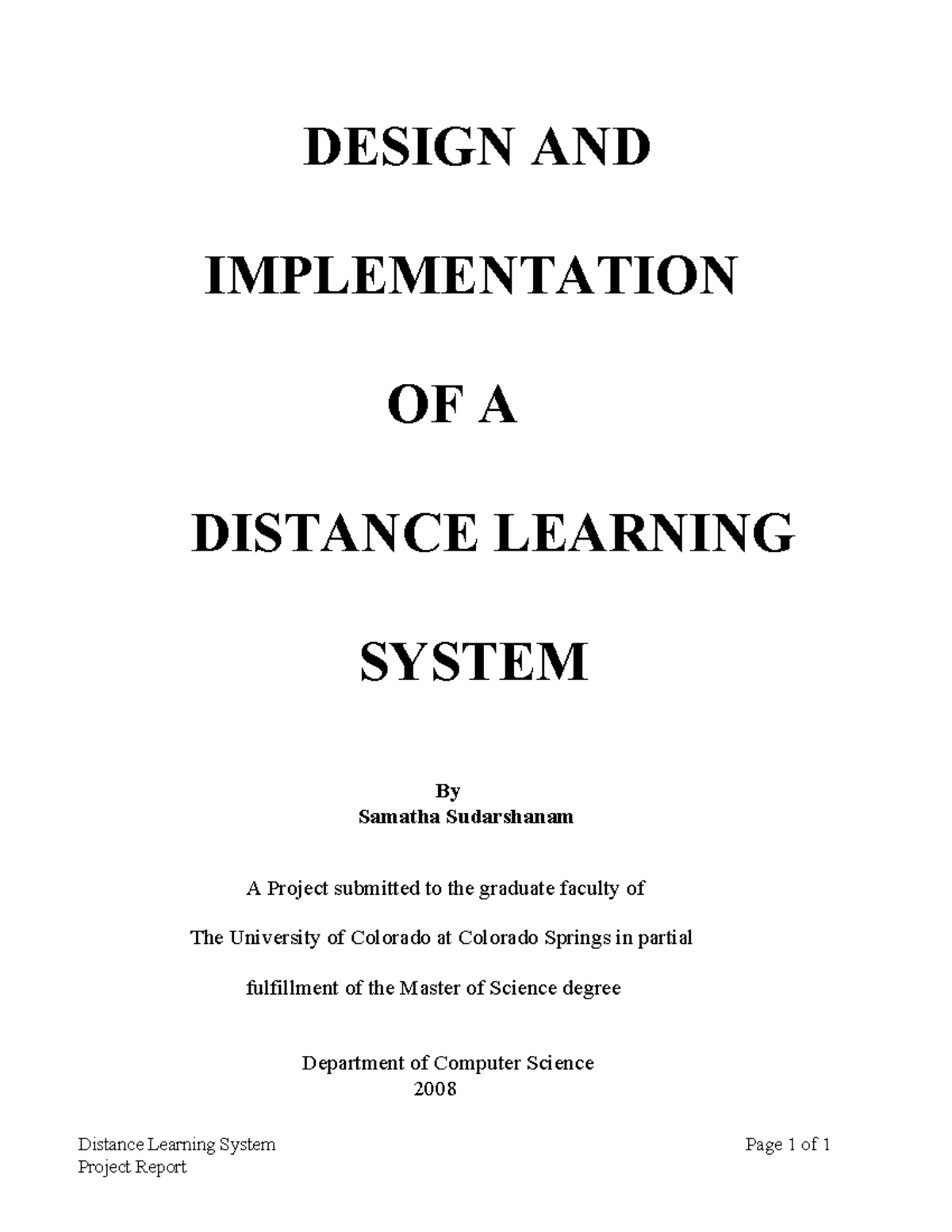 Sudarshanam MSProject 2009 - Distance Learning System Page 1 of 1 ...