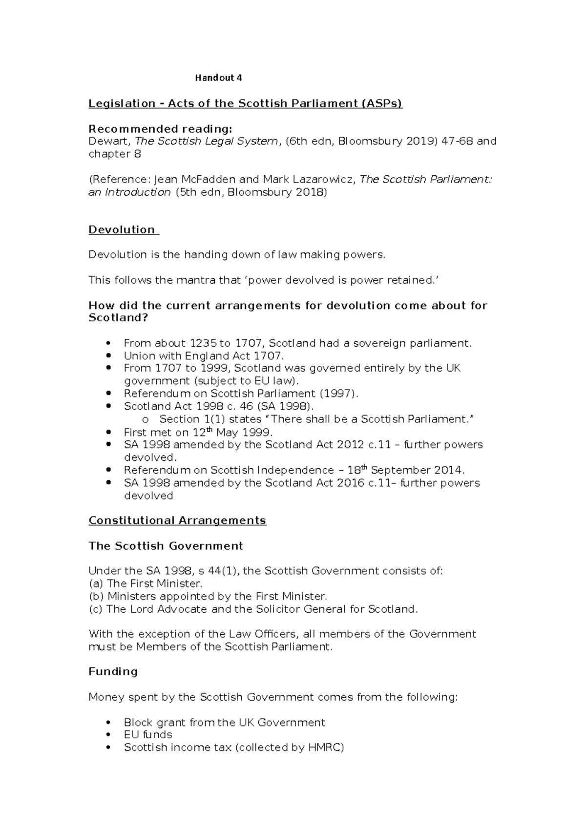 Handout 4 Acts Of Parliament - Handout 4 Legislation - Acts Of The ...