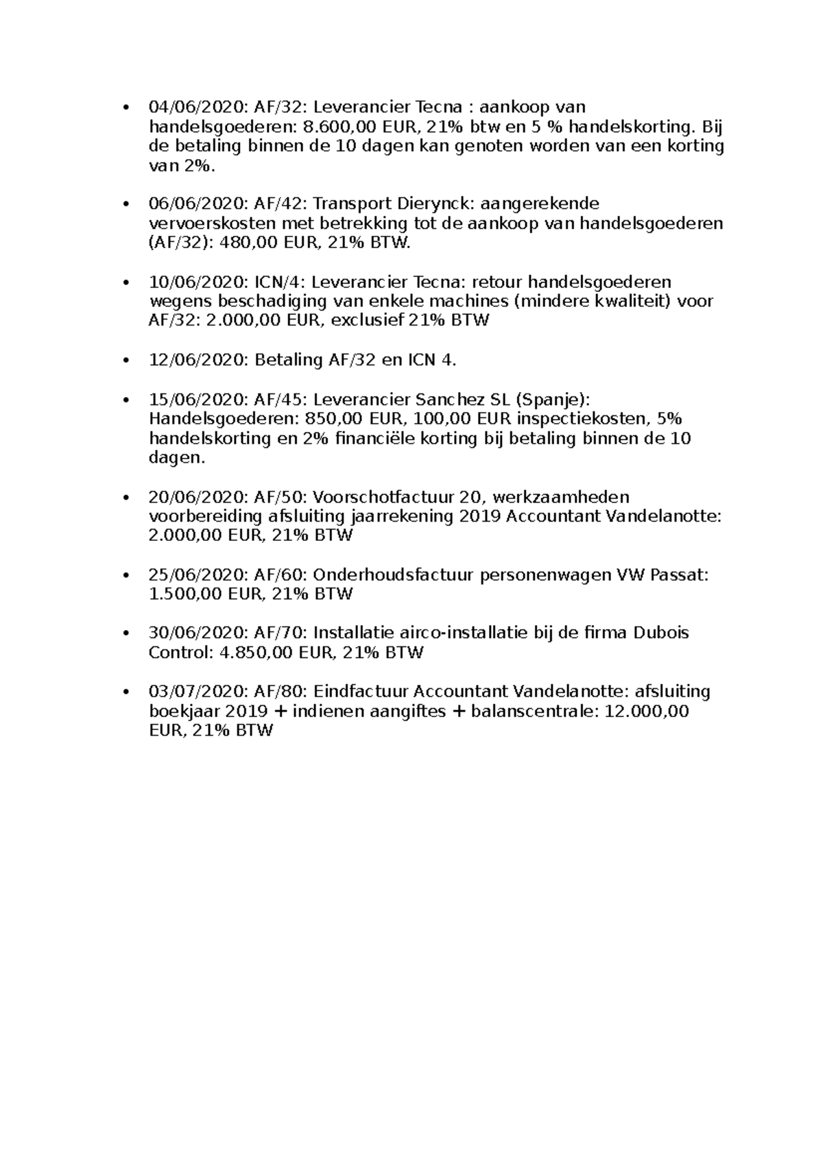 Algemeen Boekhouden Korte Samenvatting - 04/06/2020: AF/32: Leverancier ...