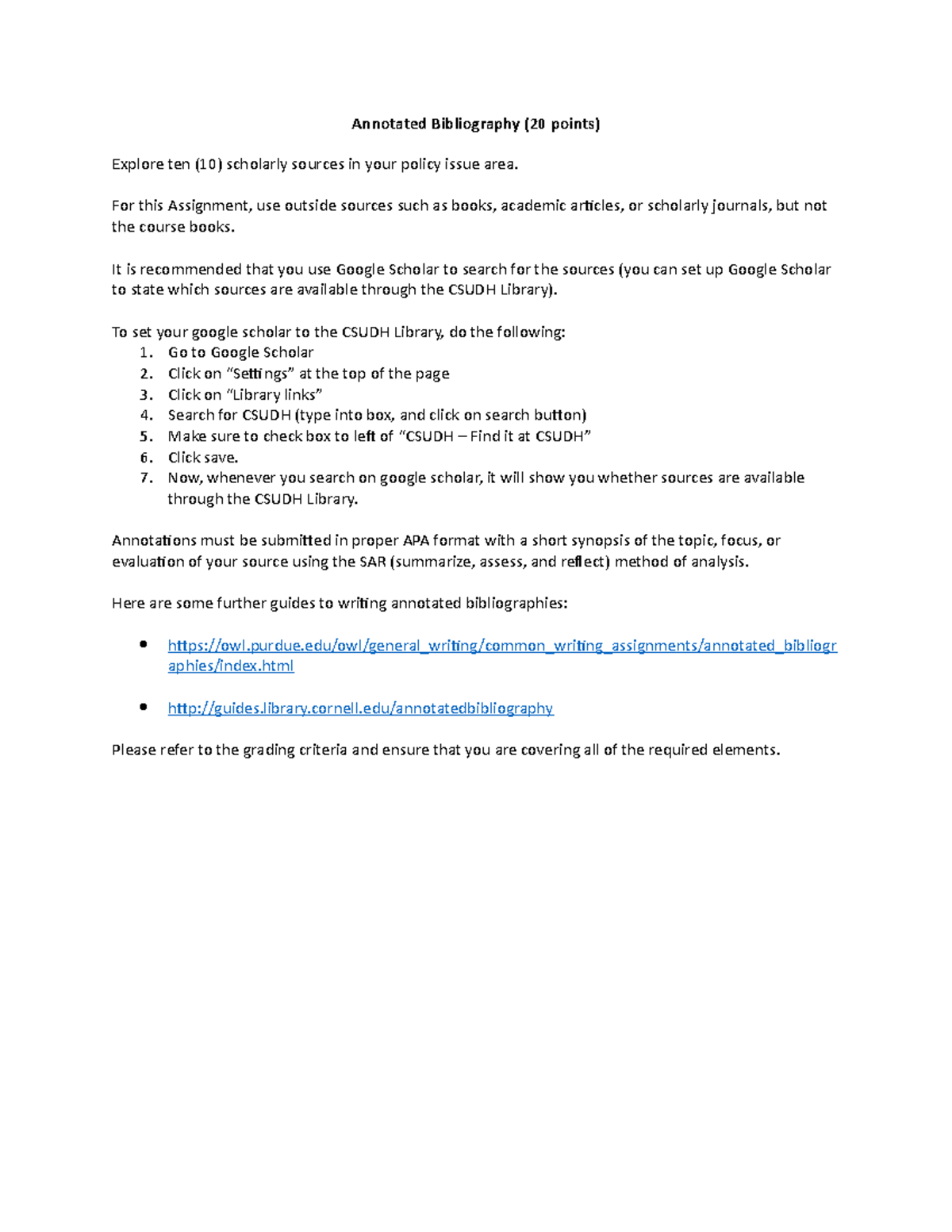PUB 300 Annotated Bibliography - Annotated Bibliography (20 points ...