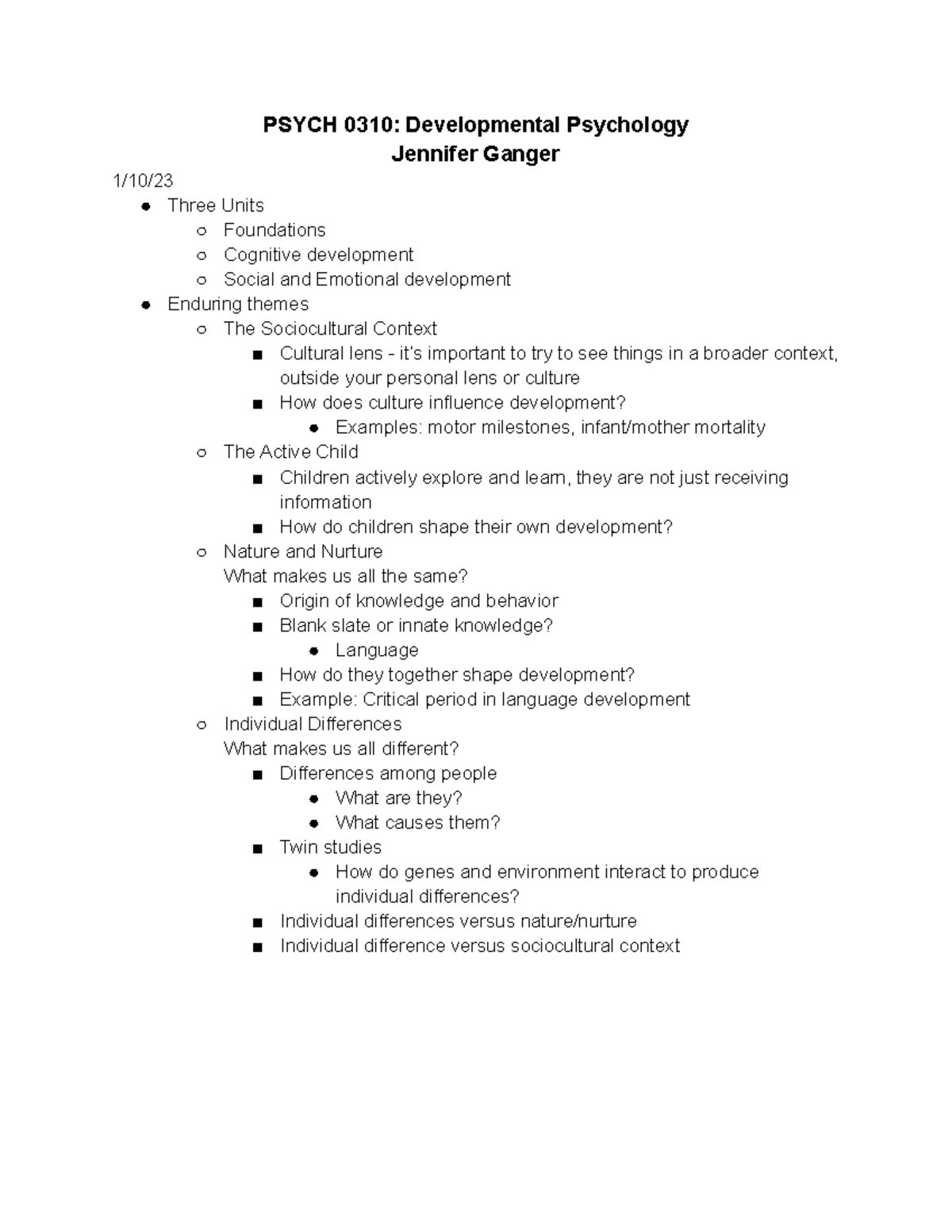 developmental psychology assignments