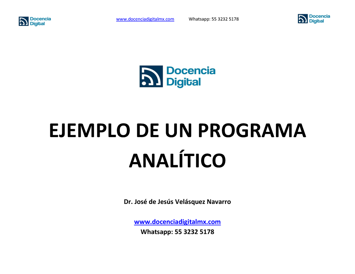 Programa AnalíTICO - EJEMPLO DE UN PROGRAMA ANALÕTICO Dr. JosÈ De Jes ...