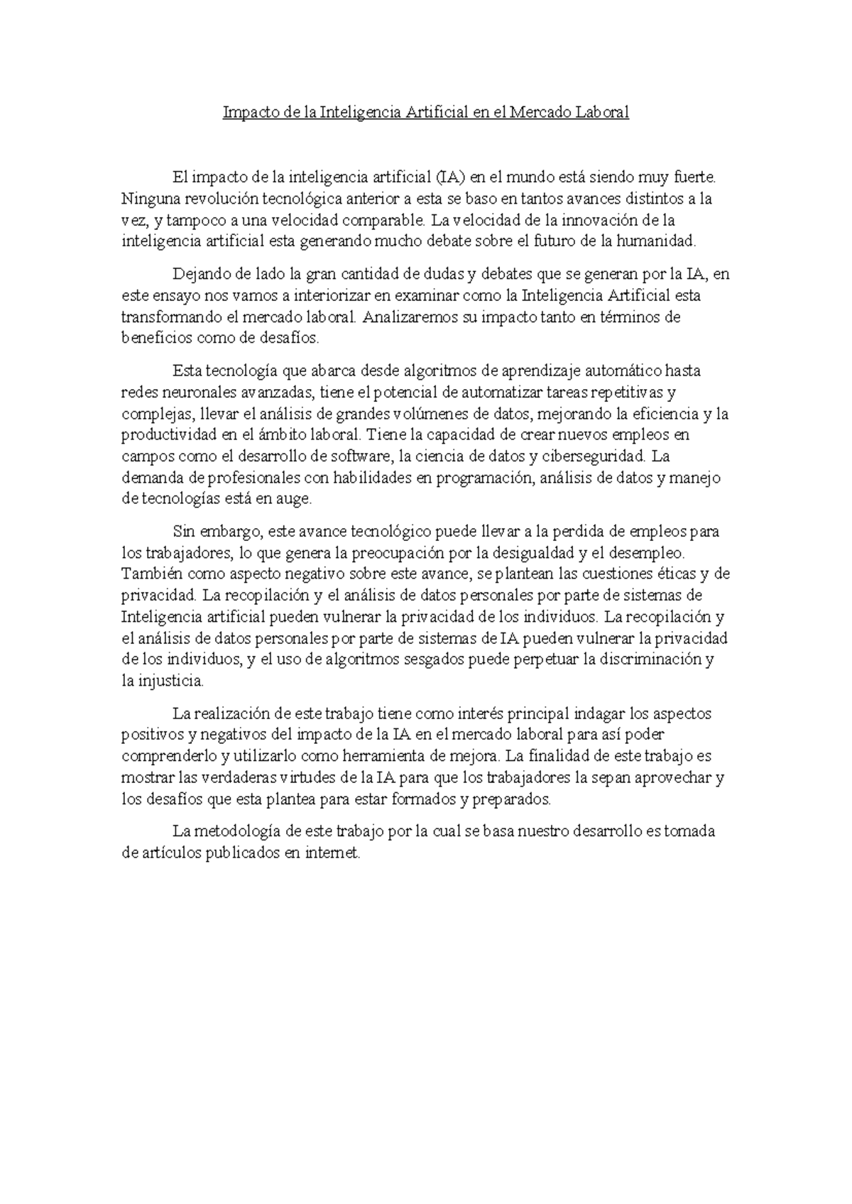 Impacto de la Inteligencia Artificial en el Mercado Laboral - Ninguna ...