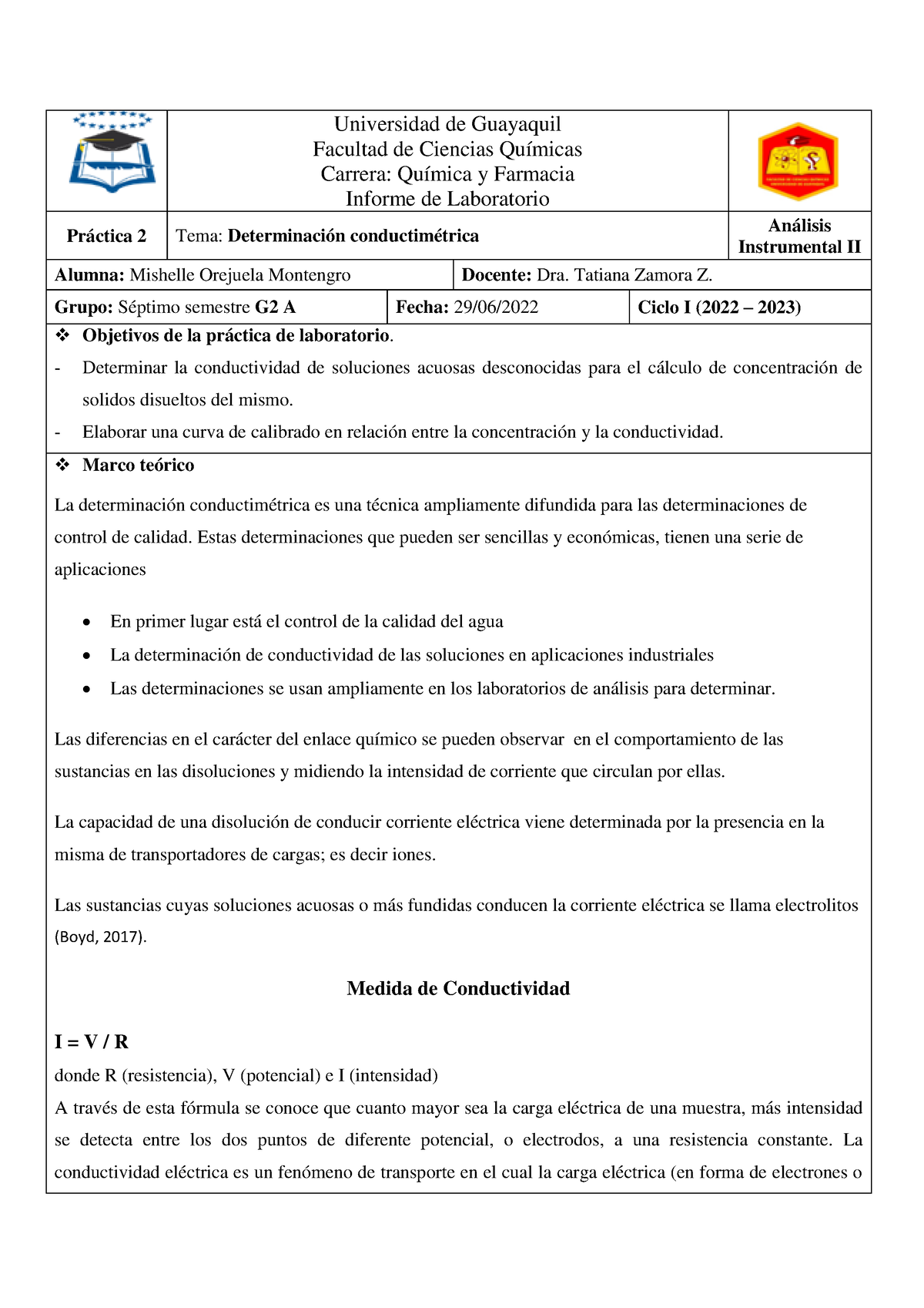 Informe 2 Analis Instrumental - Universidad De Guayaquil Facultad De ...