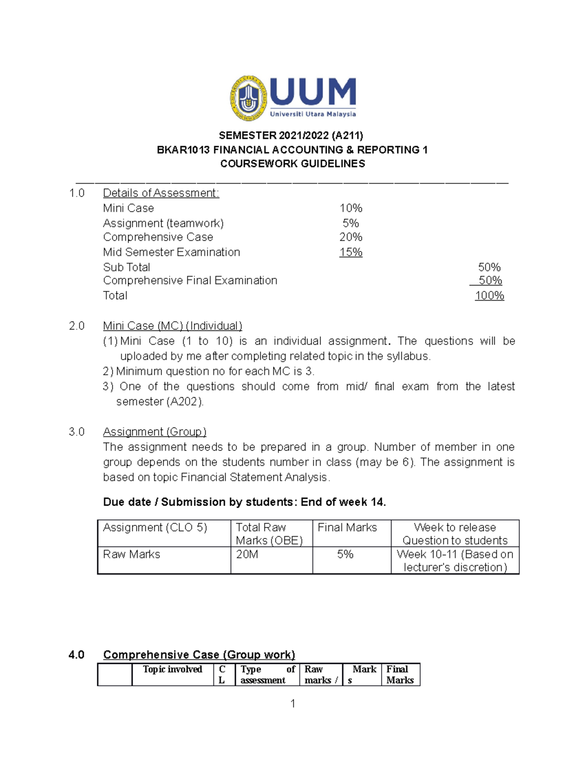 Course Guideline ACCS 111 NWU Studocu