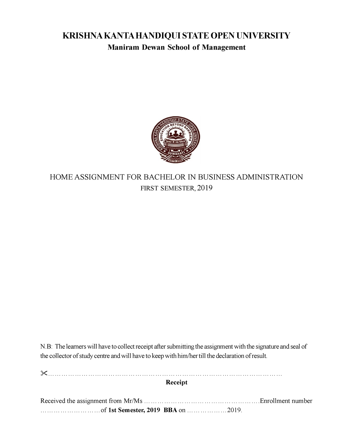 kkhsou dissertation front page