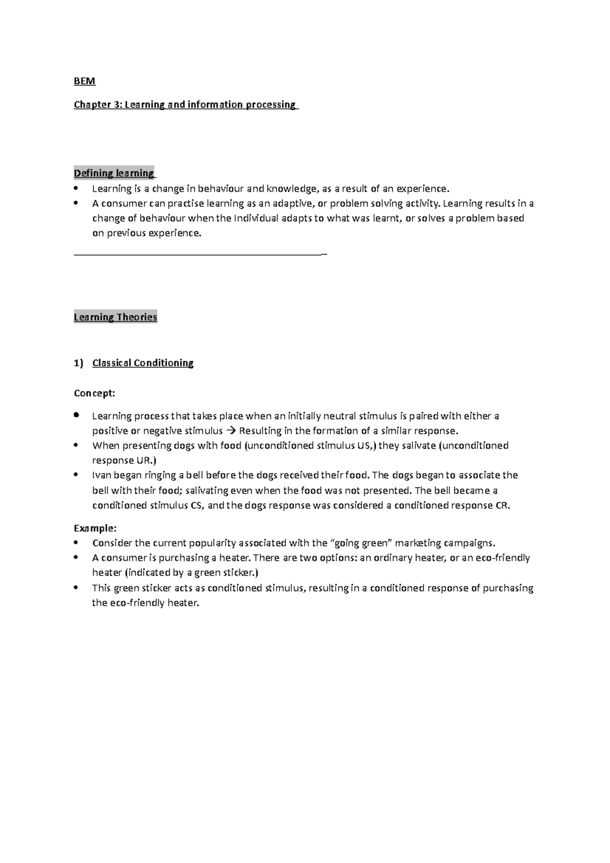 Chapter 3 - BEM Chapter 3: Learning and information processing Defining ...