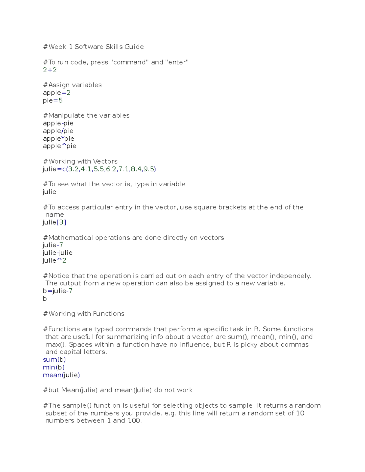 Software Skills Guide Weeks 1-3 - #Week 1 Software Skills Guide #To run ...