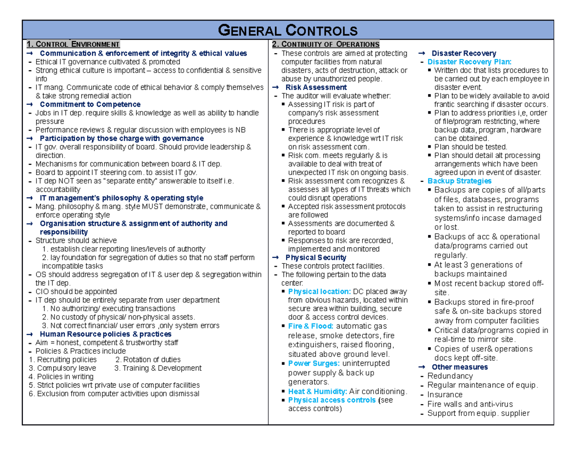 General Controls GENERAL CONTROLS 1. C ONTROL E NVIRONMENT