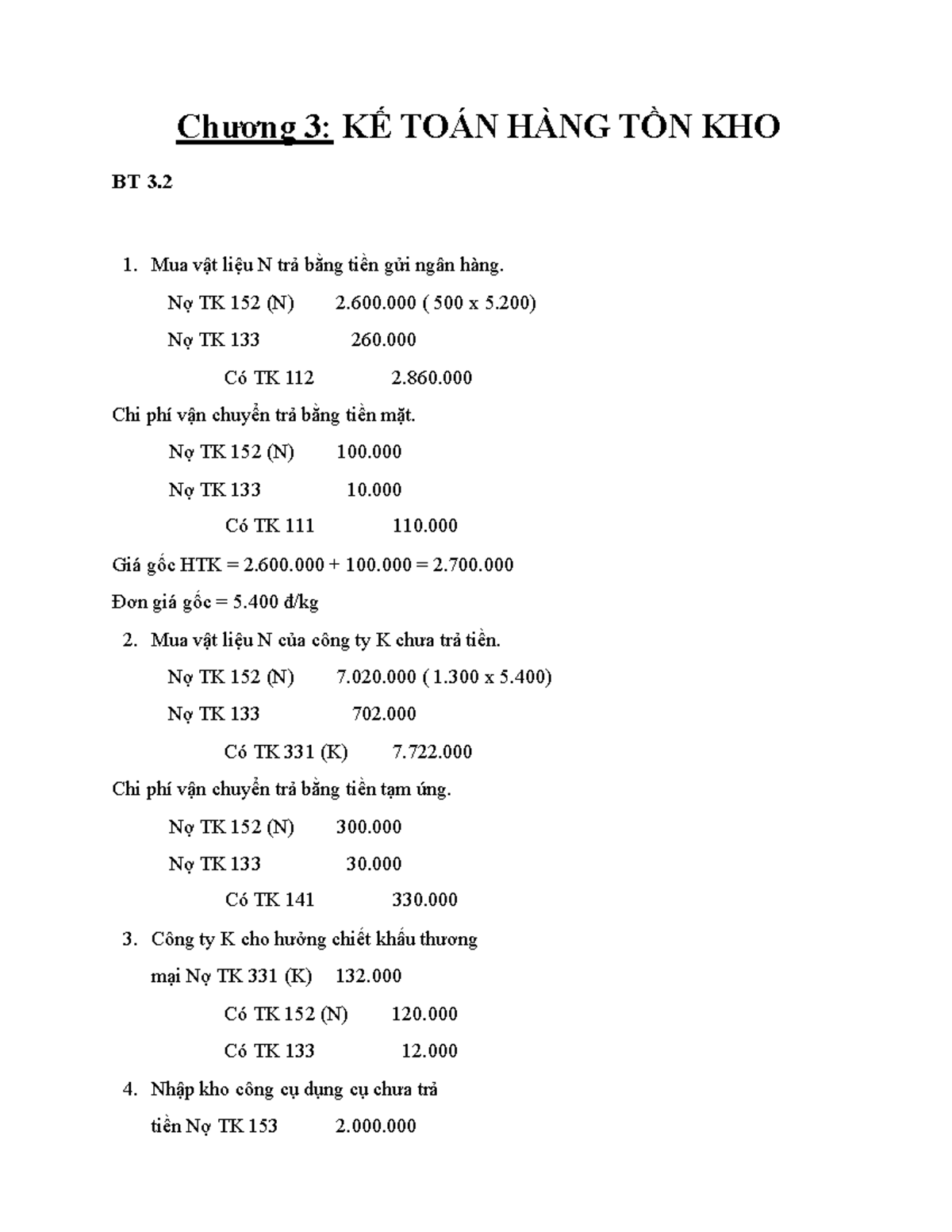 Kttc bt c3 bai tap ke toan tai chinh k chuyen - BT 3. Chương 3: KẾ TOÁN ...