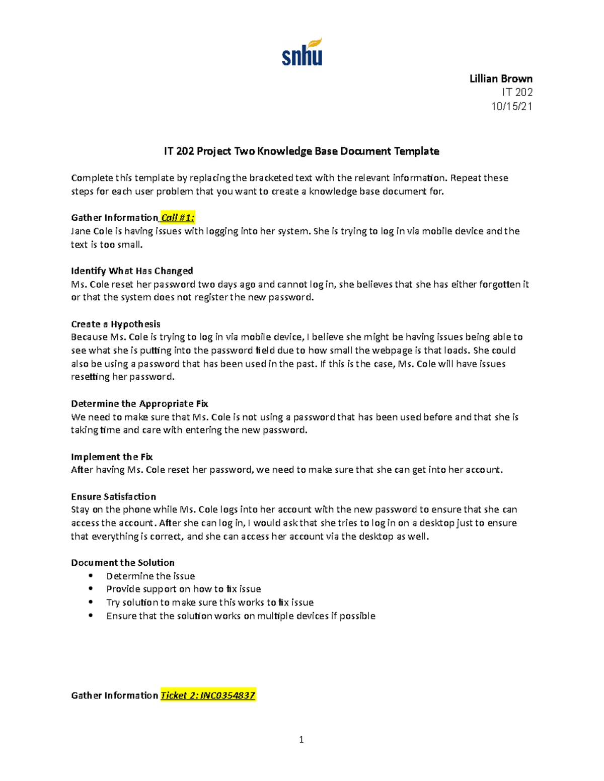 IT 202 Project Two Knowledge Base - Repeat these steps for each user ...