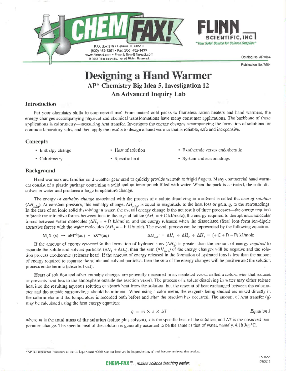 Designing A Hand Warmer Lab CHEM 1100 Studocu