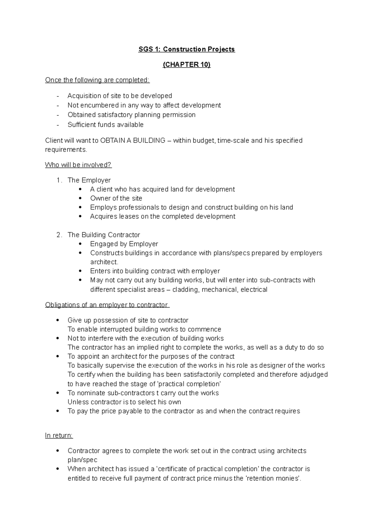SGS 1 - Chapter 10 - Acquisition and development - SGS 1: Construction ...