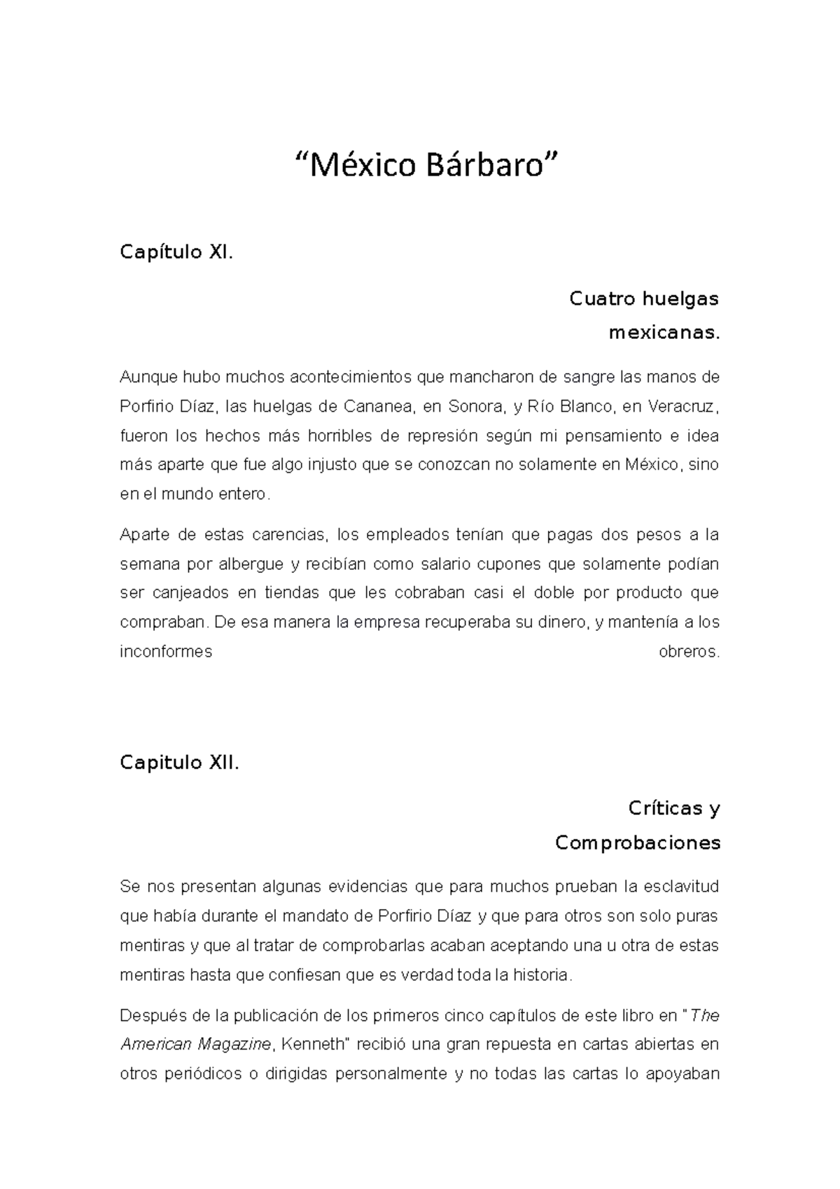 Resumen Sobre Los Capitulos 10 15 Del Libro Mexico Barbaro Mexico Barbaro Capitulo Xi Studocu