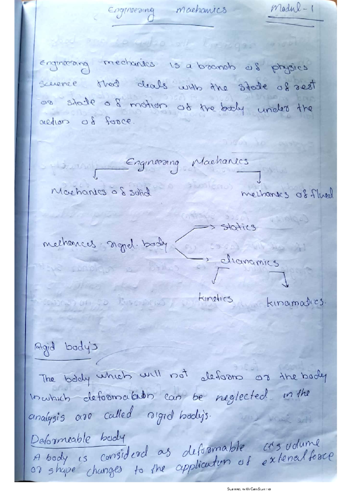 Em mod 1 - Engineering machanics I engineering mechanics is a branch of ...
