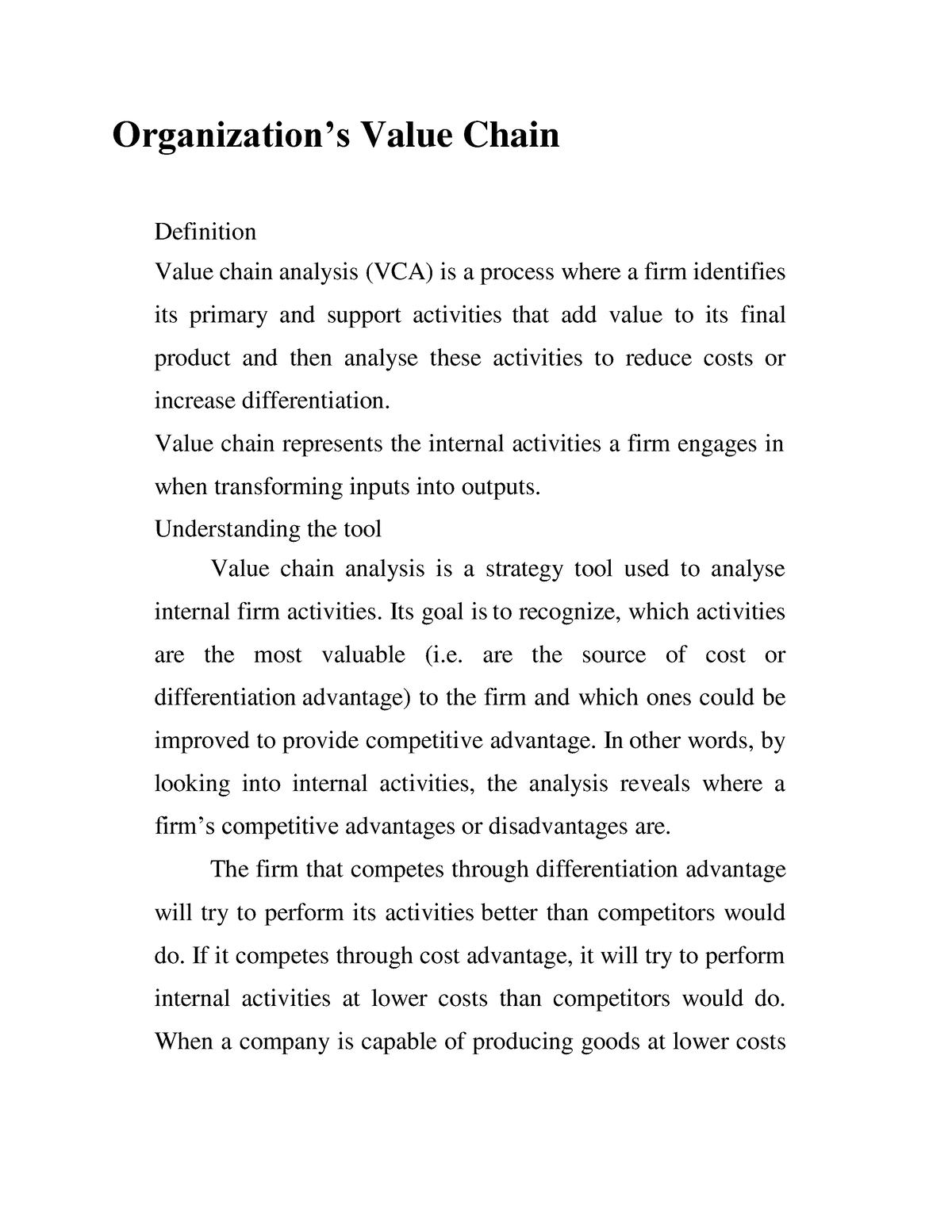 thesis on value chain management