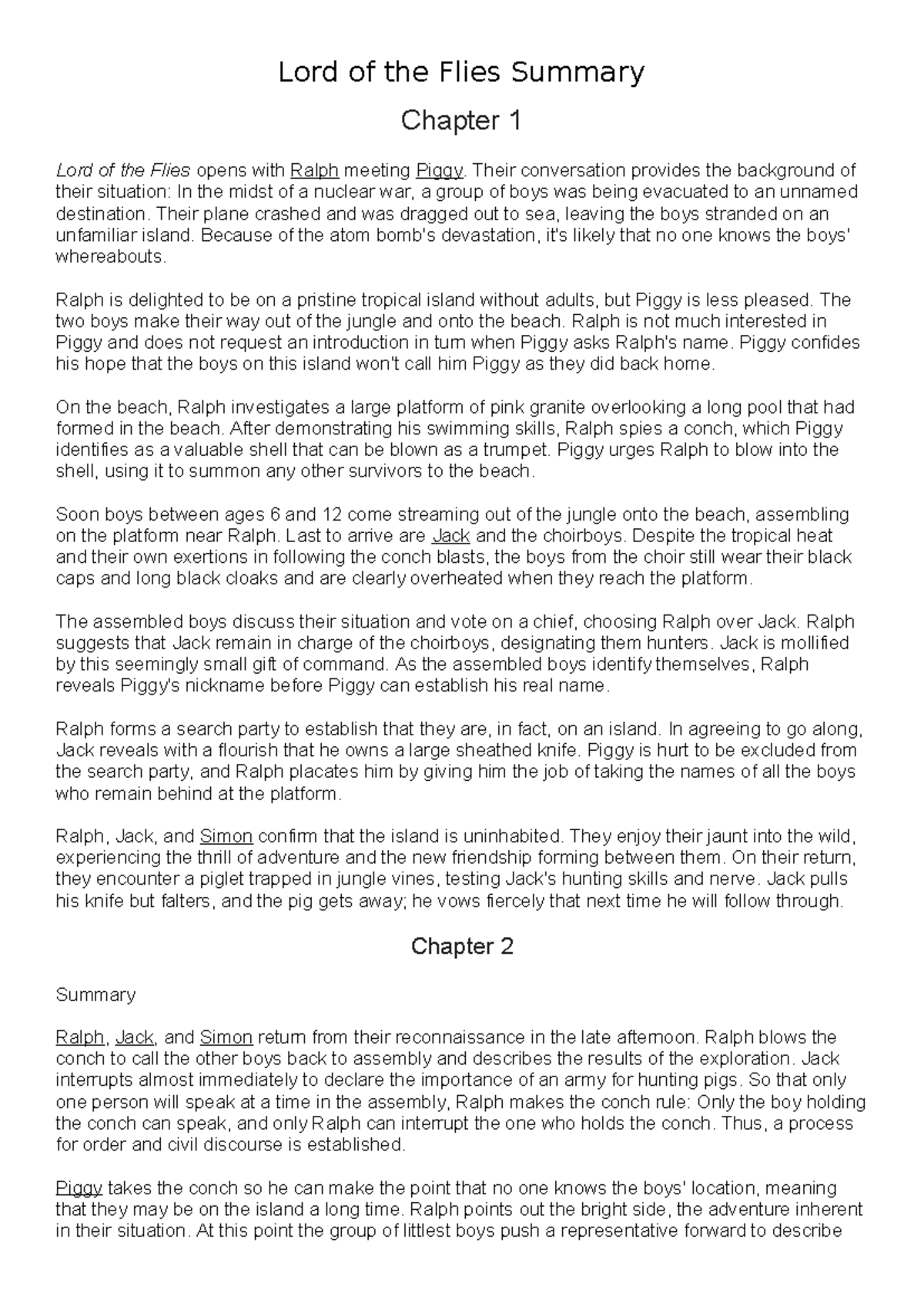 Lord Of The Flies Summary Chapter 9 Lord of the Flies Summary 1-5 - Lord of the Flies Summary Chapter 1