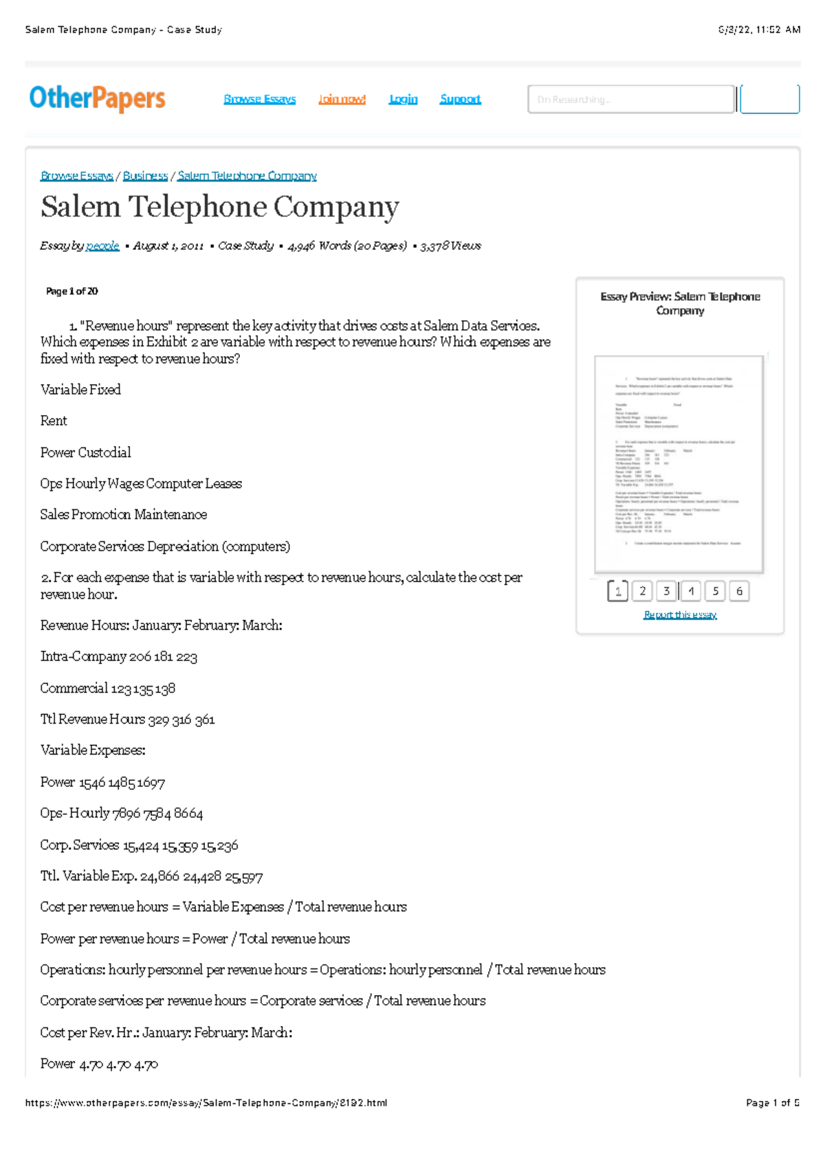 salem telephone company case study pdf