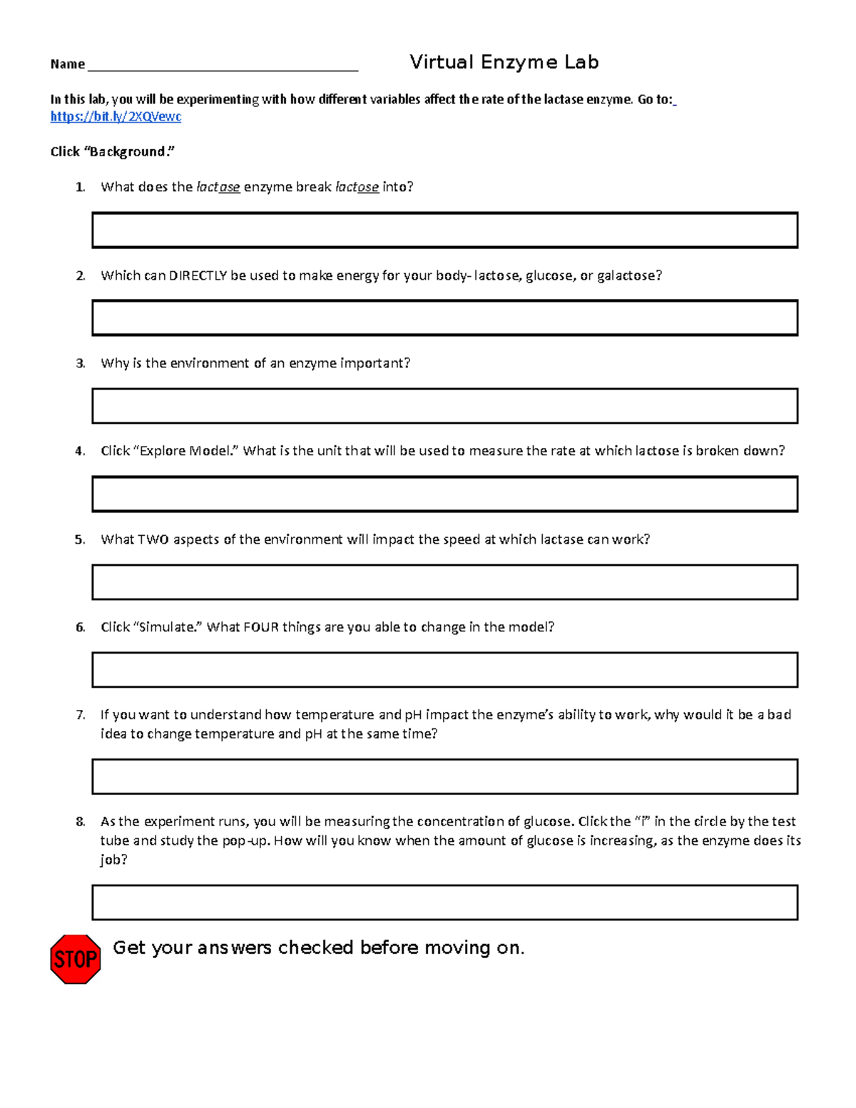 Virtual Enzyme Lab This is academic rubric. Name