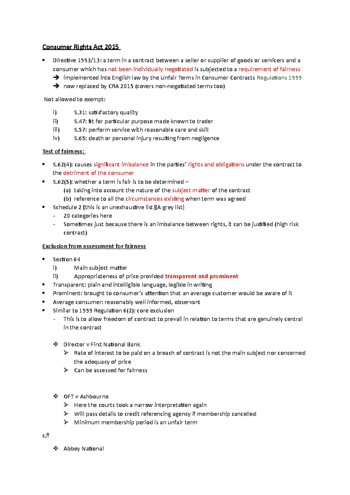 Tutorial (Consumer Rights Act) - Consumer Rights Act 2015 Directive ...