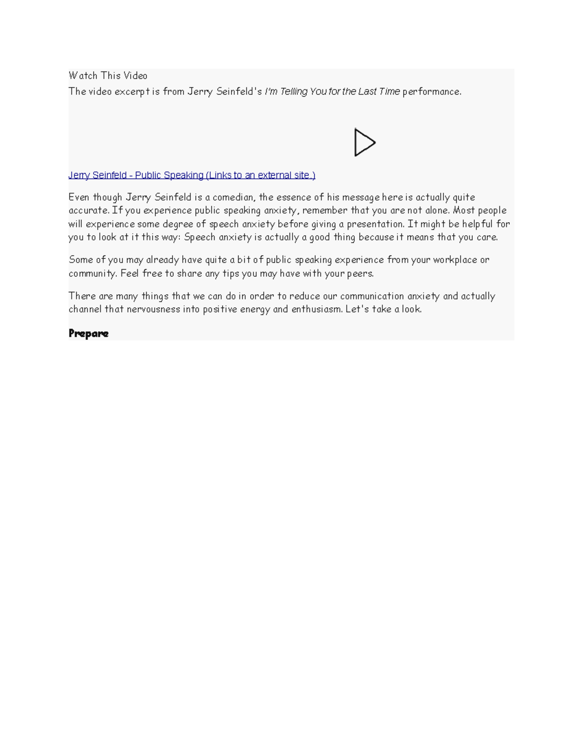 Do You Get Speaking Anxiety (Module 1 Lecture Notes) Watch This Video