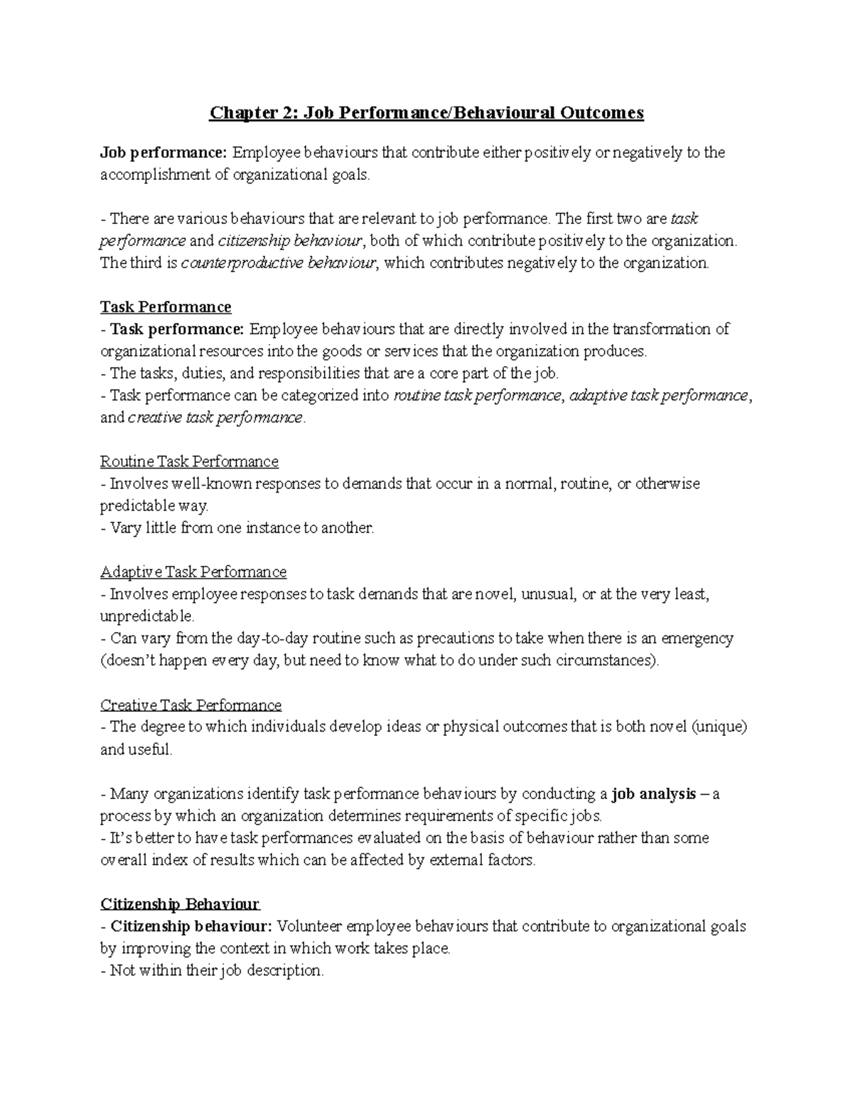 adms-2400-chapter-2-notes-chapter-2-job-outcomes-job-performance