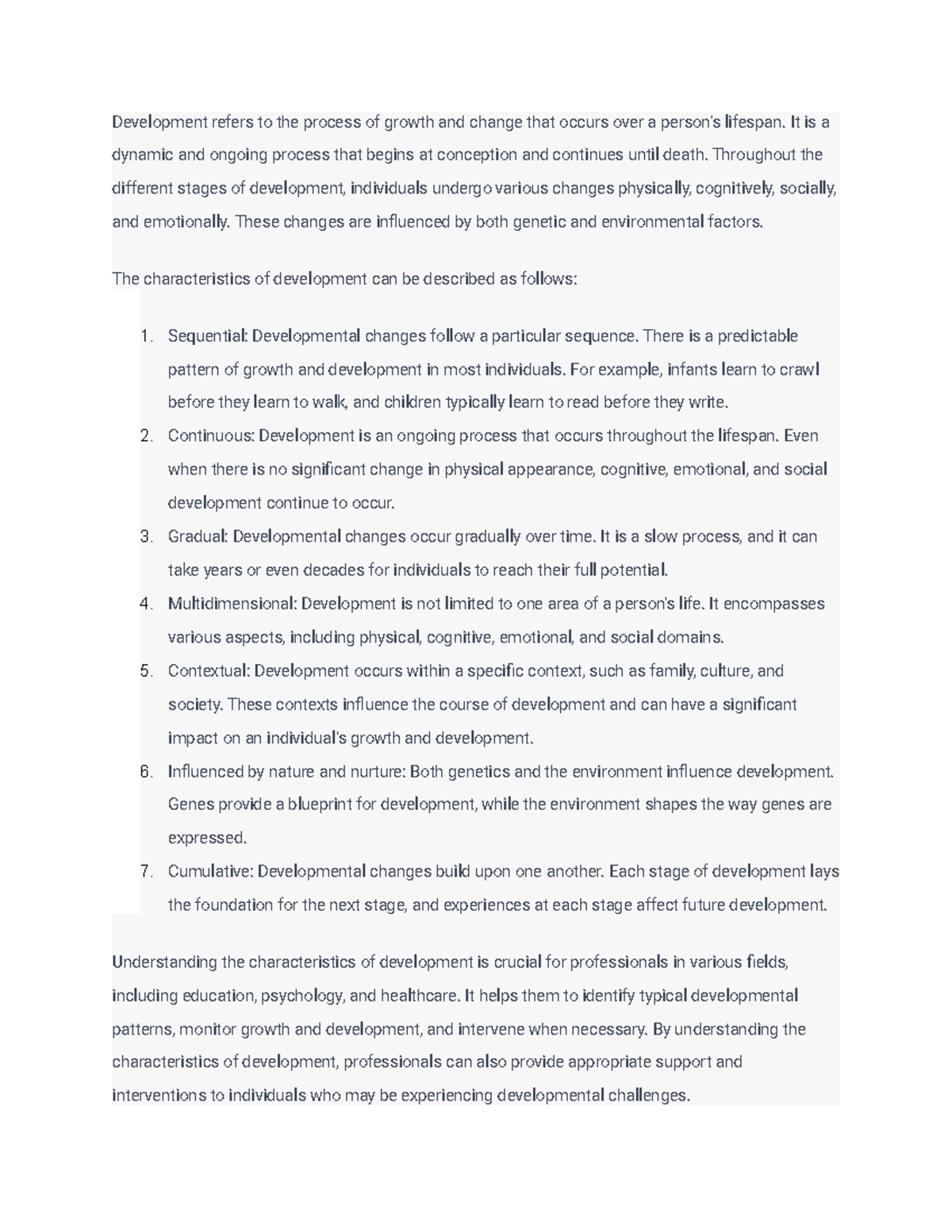 Professional Development in Family Sciences - Development refers to the ...