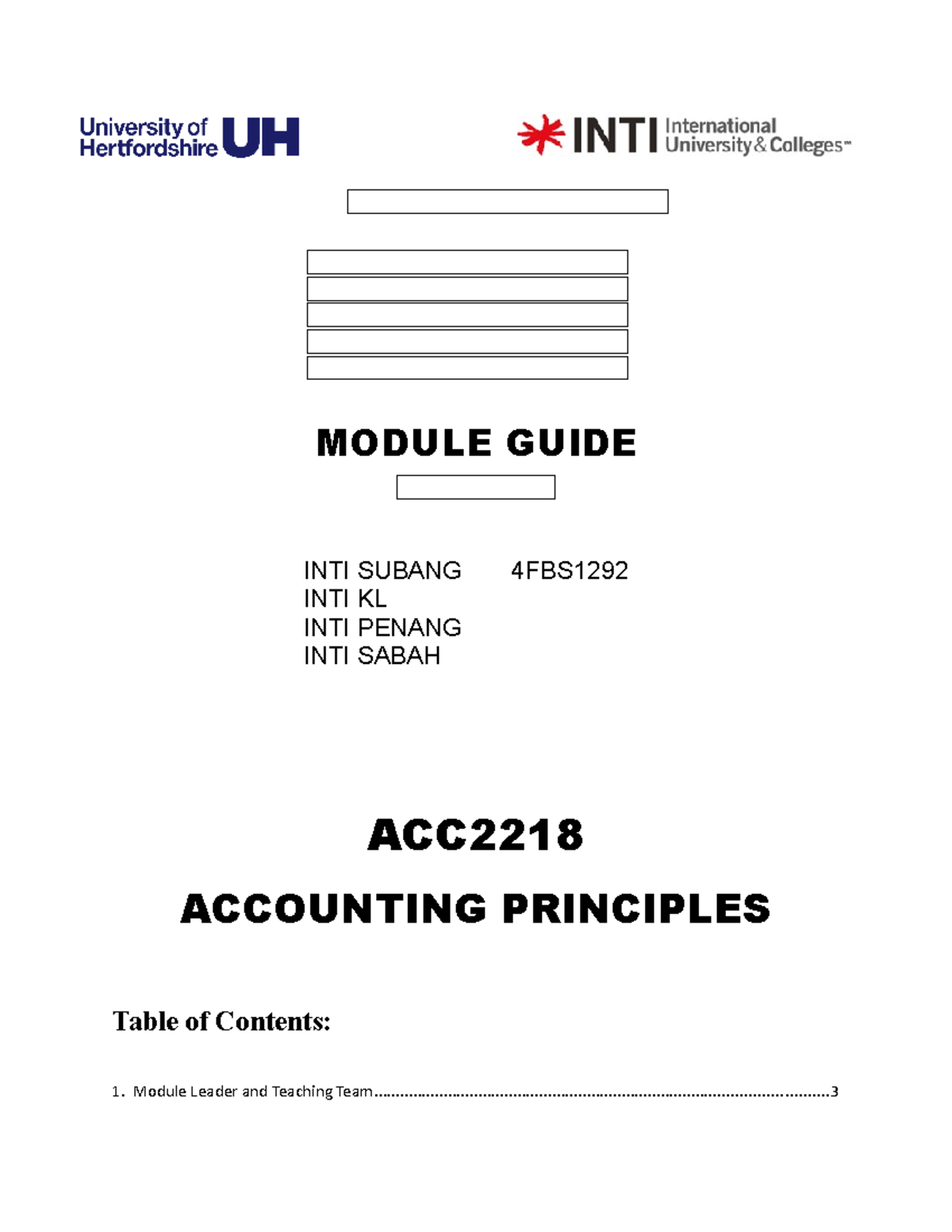 ACC2218 Accounting Principles Jan Apr 2019 - MODULE GUIDE INTI SUBANG ...