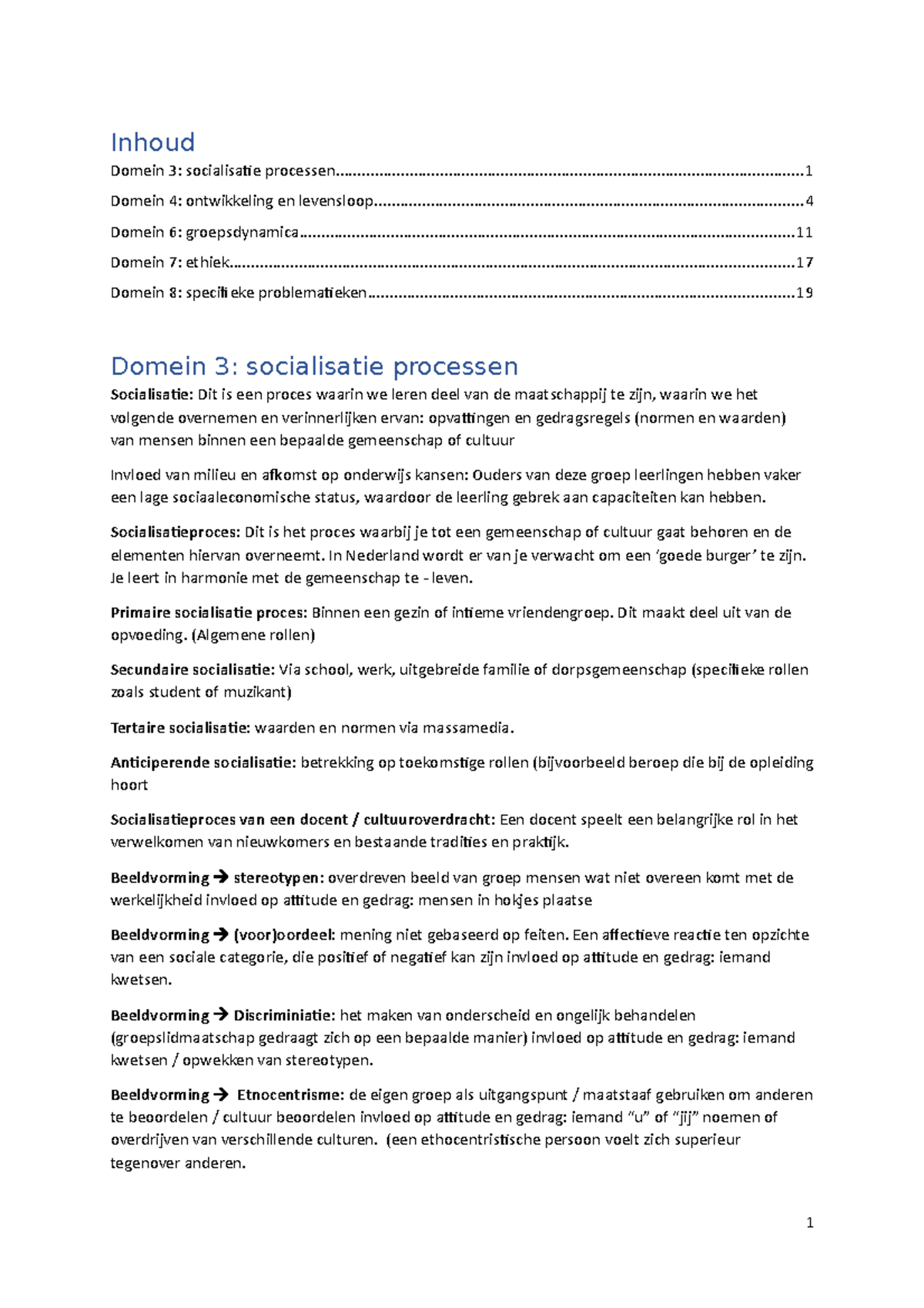 Samenvatting LKT - Inhoud Domein 3: Socialisatie - Studeersnel