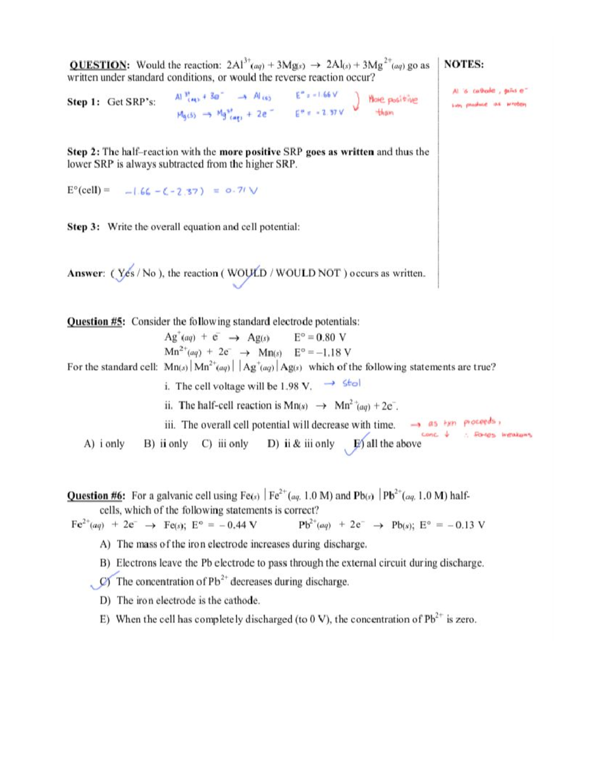 Electrochem practice - CHEM 1050 - Studocu