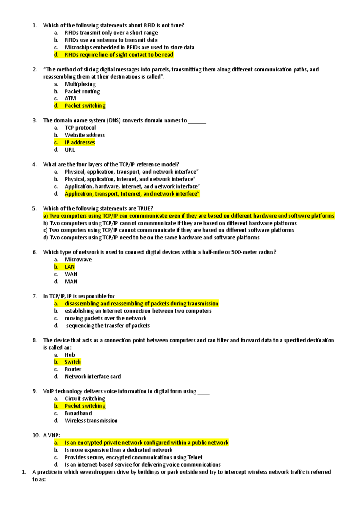 WEEK7-11 multichoice - 1. Which of the following statements about RFID ...