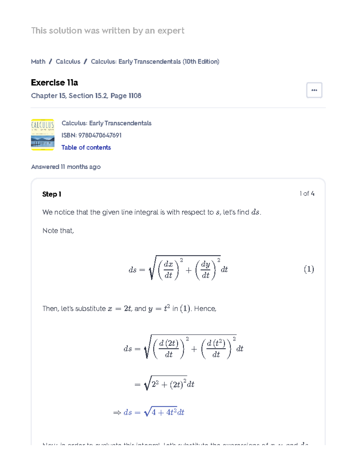 Calculus Early Transcendentals 9780470647691 Exercise 11a Quizlet ...