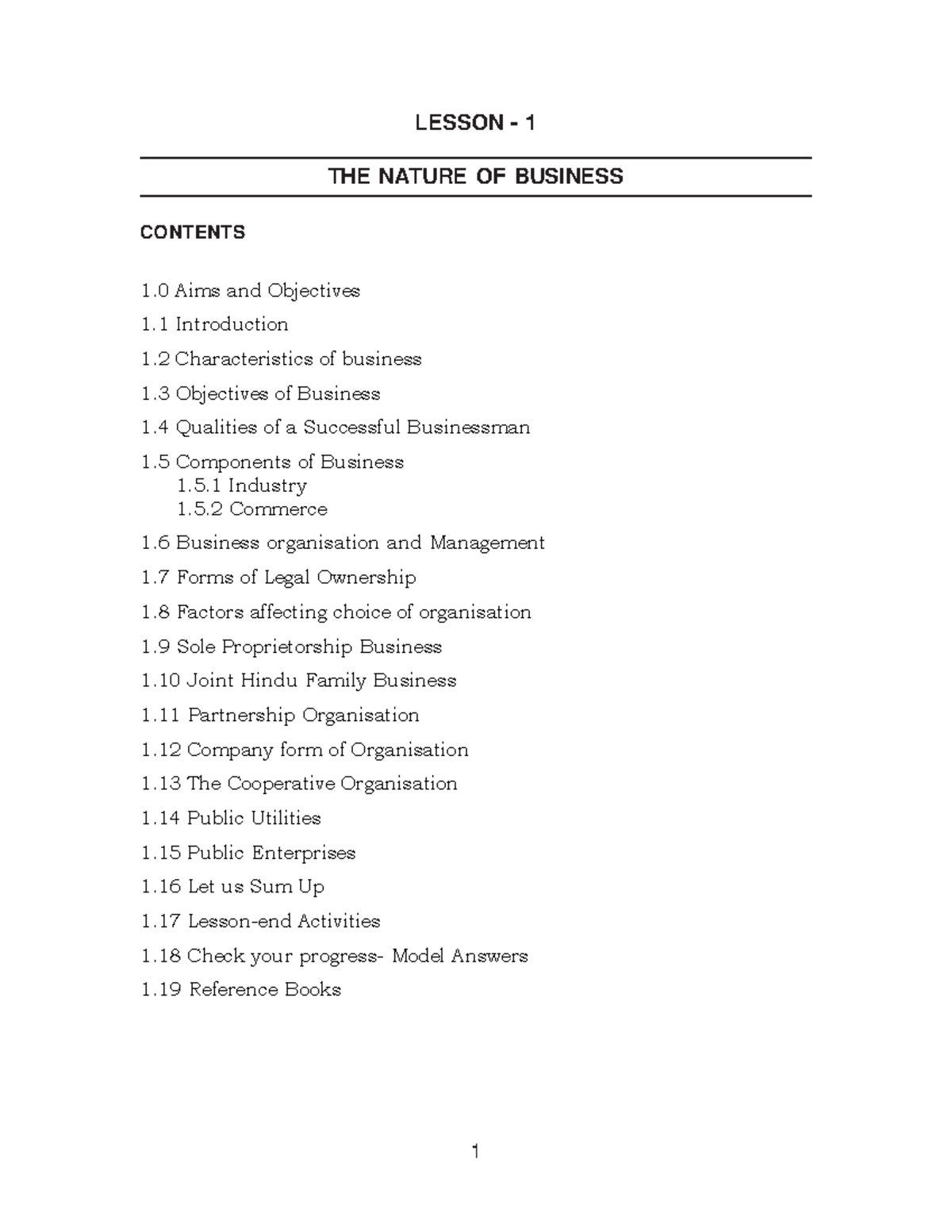 Unit I a - Lecture notes 12 - LESSON - 1 THE NATURE OF BUSINESS ...