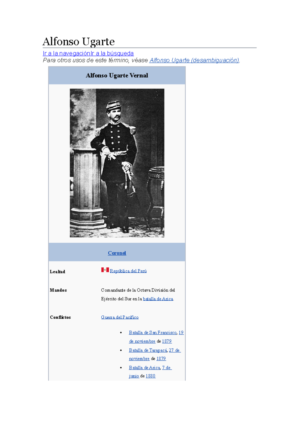 Alfonso Ugarte Apuntes Historia Alfonso Ugarte Ir a la navegación